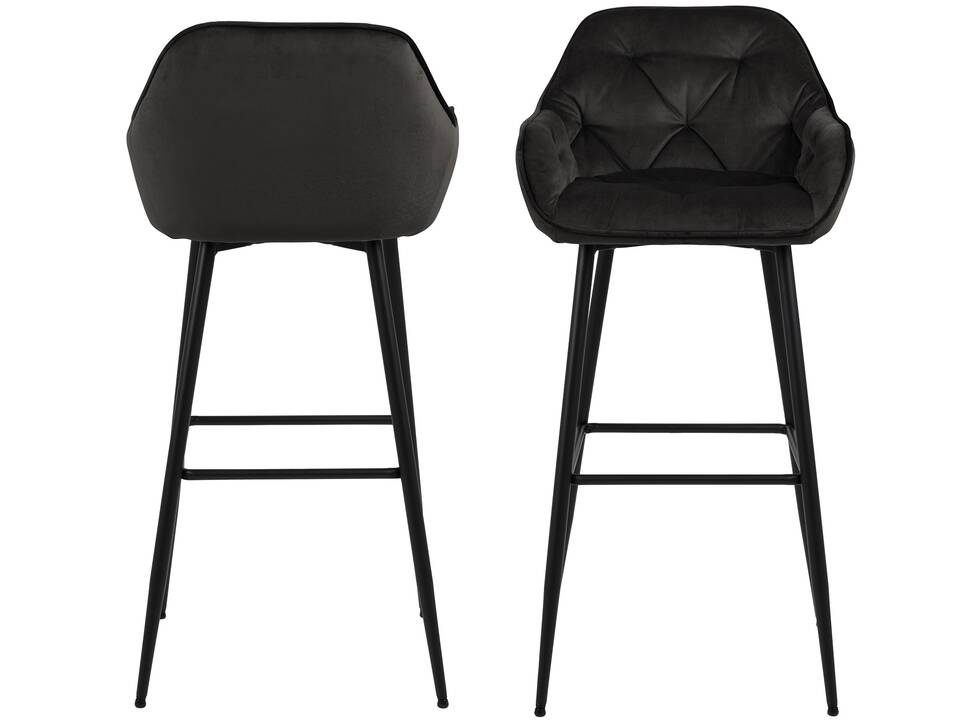 BALCO Barhocker, Samtoptik, Metall schwarz Graubraun