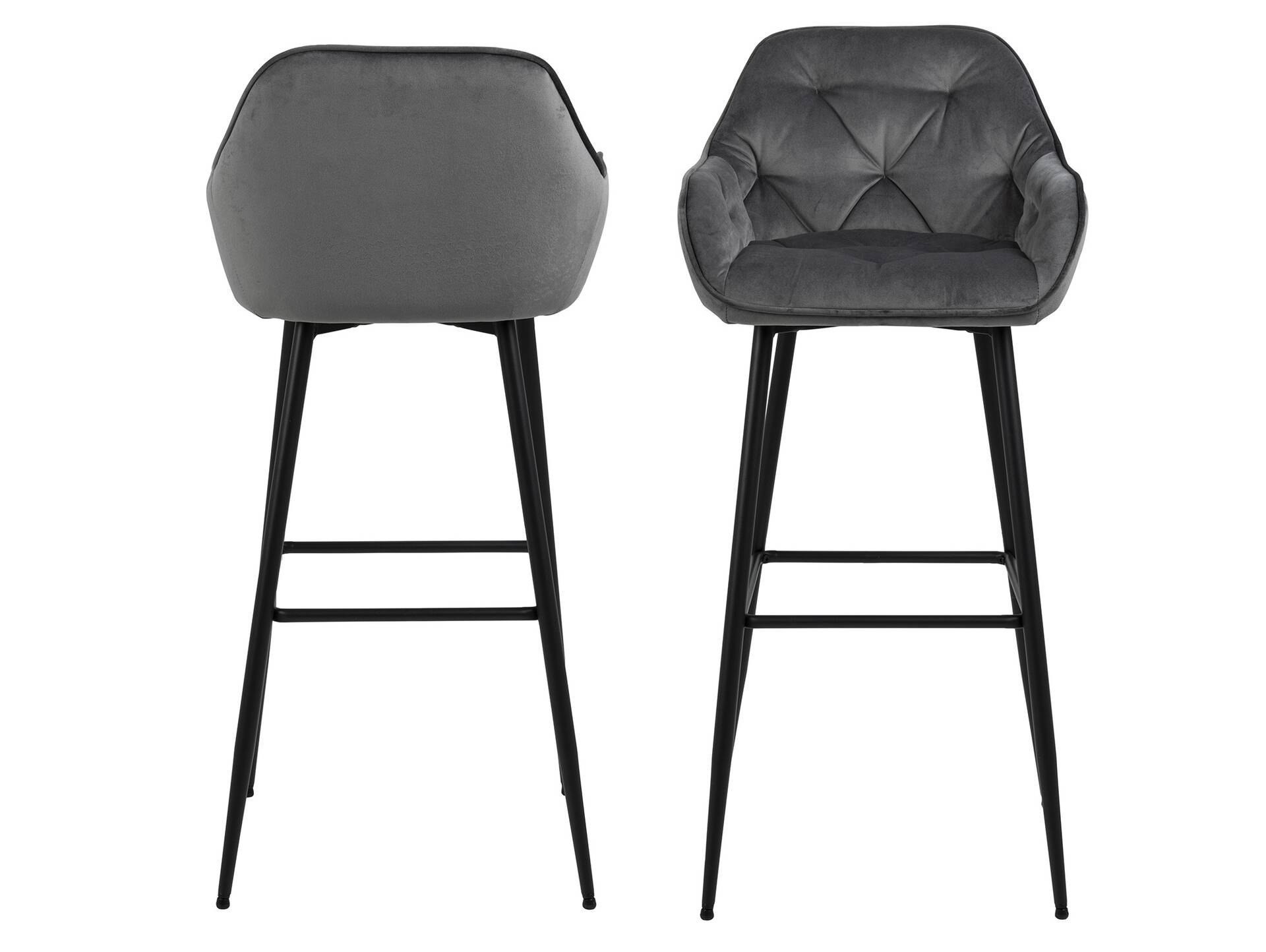 BALCO Barhocker, Samtoptik, Metall schwarz Dunkelgrau