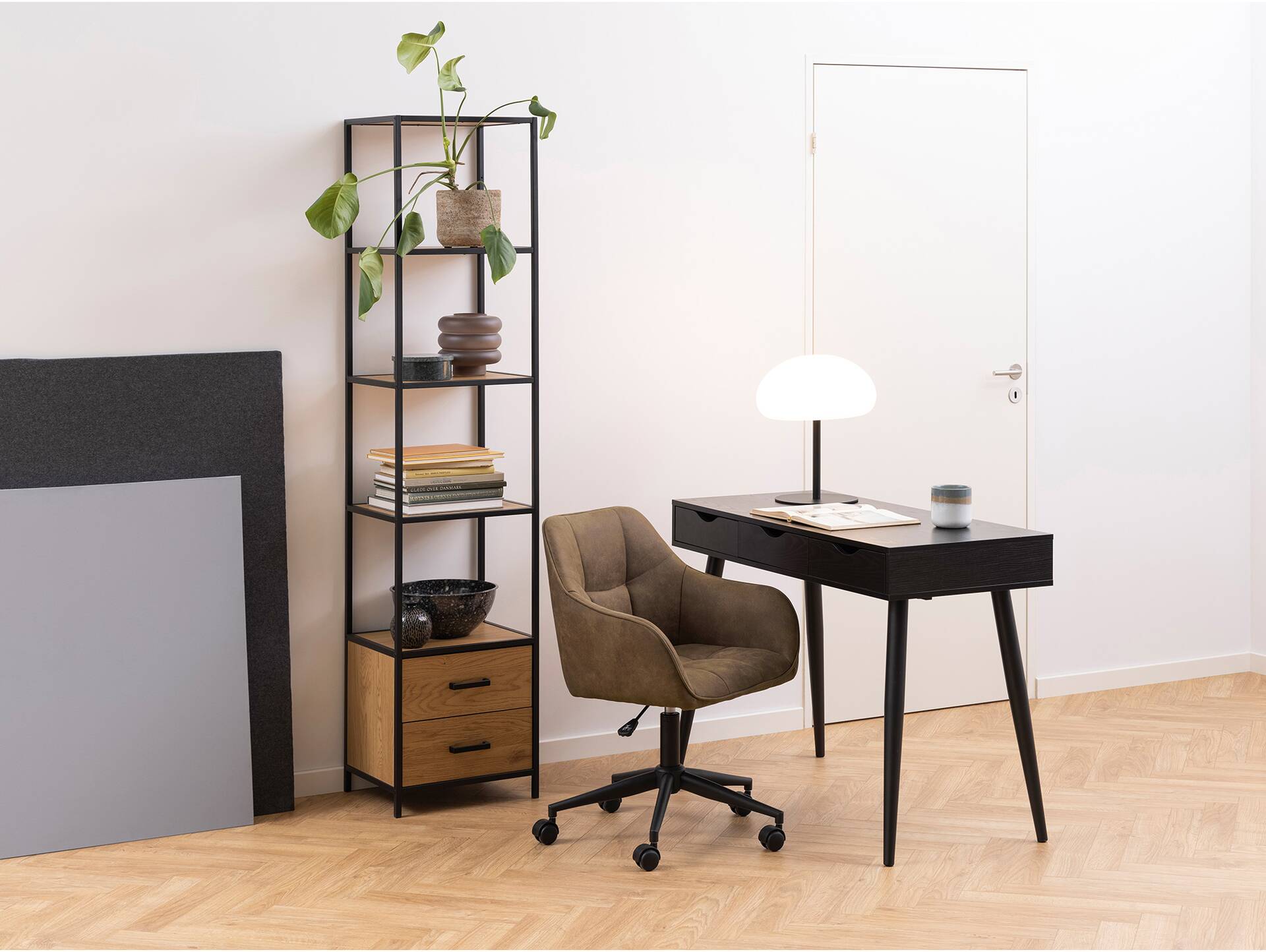 NERY Schreibtisch, Material Spanplatte, Esche schwarz Dekor 