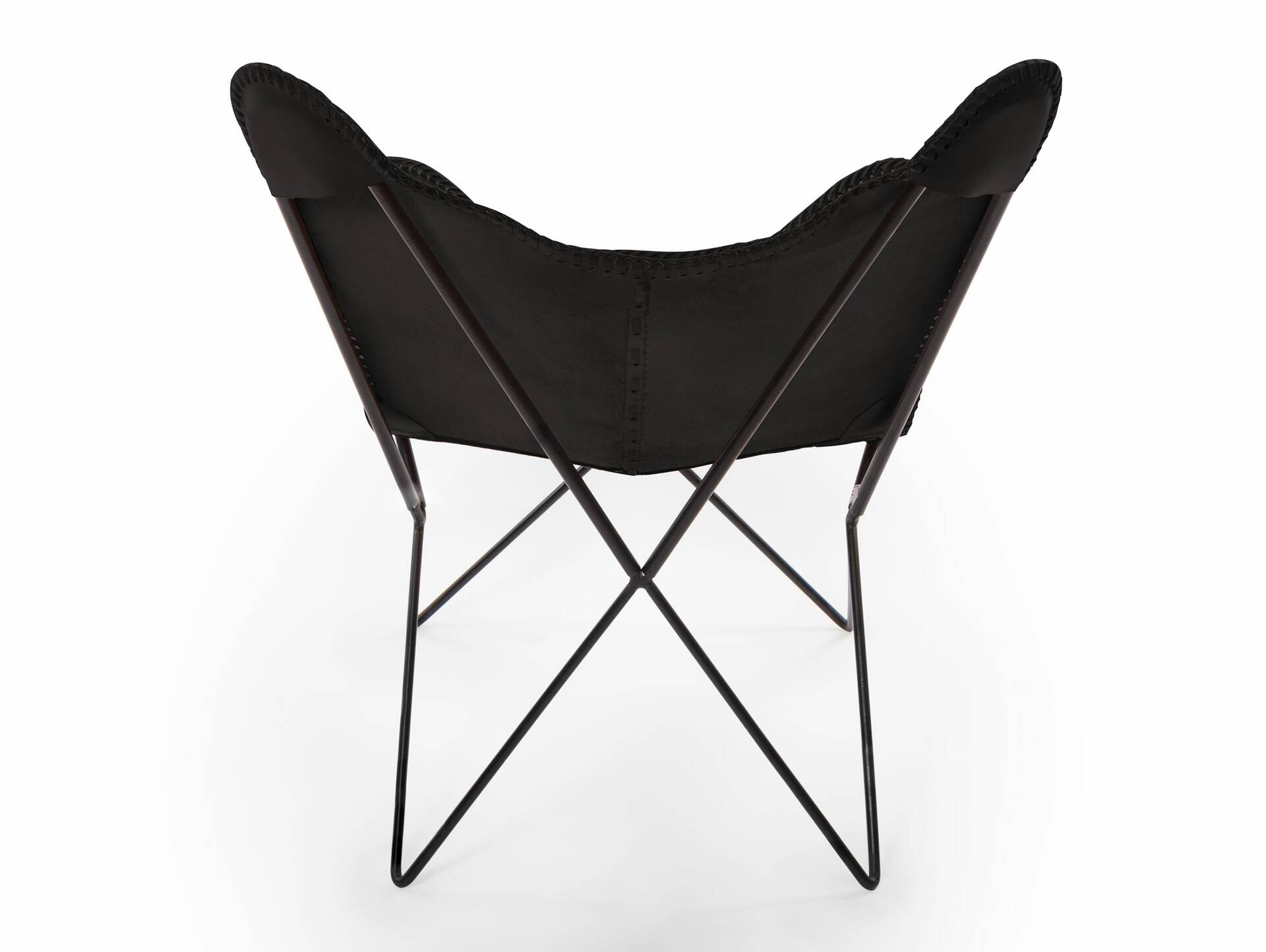 HAILEY Sessel Butterfly, Material Echtleder / Metall schwarz schwarz