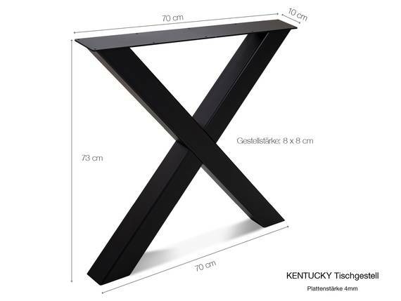 1 PAAR X-Beine für Esstisch, Material Stahl, schwarz 70 cm