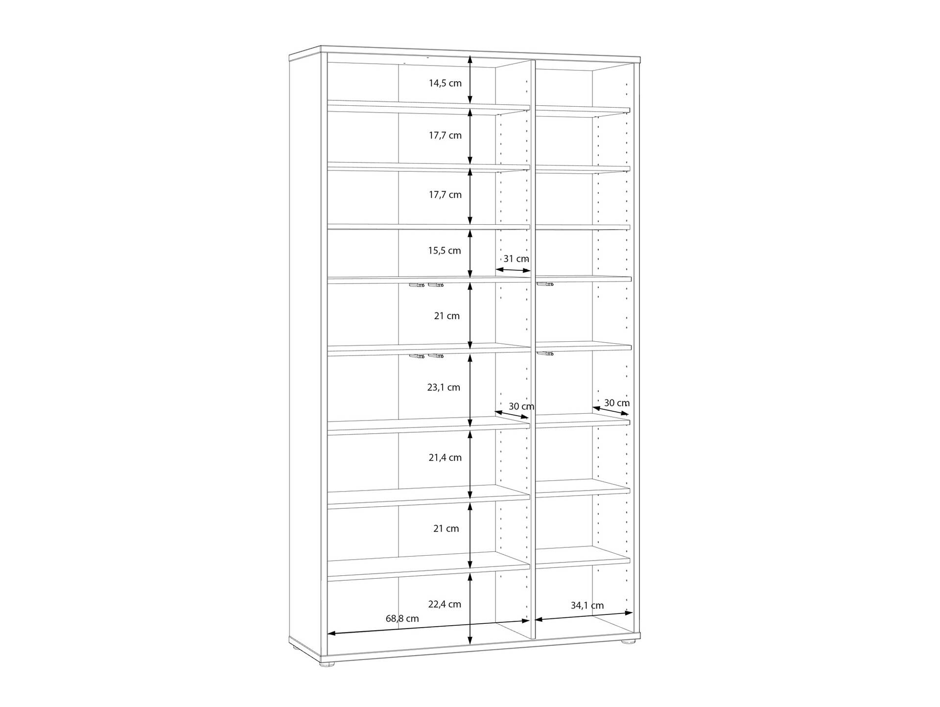 ADIAGO 6trg. Schuh-/Mehrzweckschrank, Material Dekorspanplatte Sand