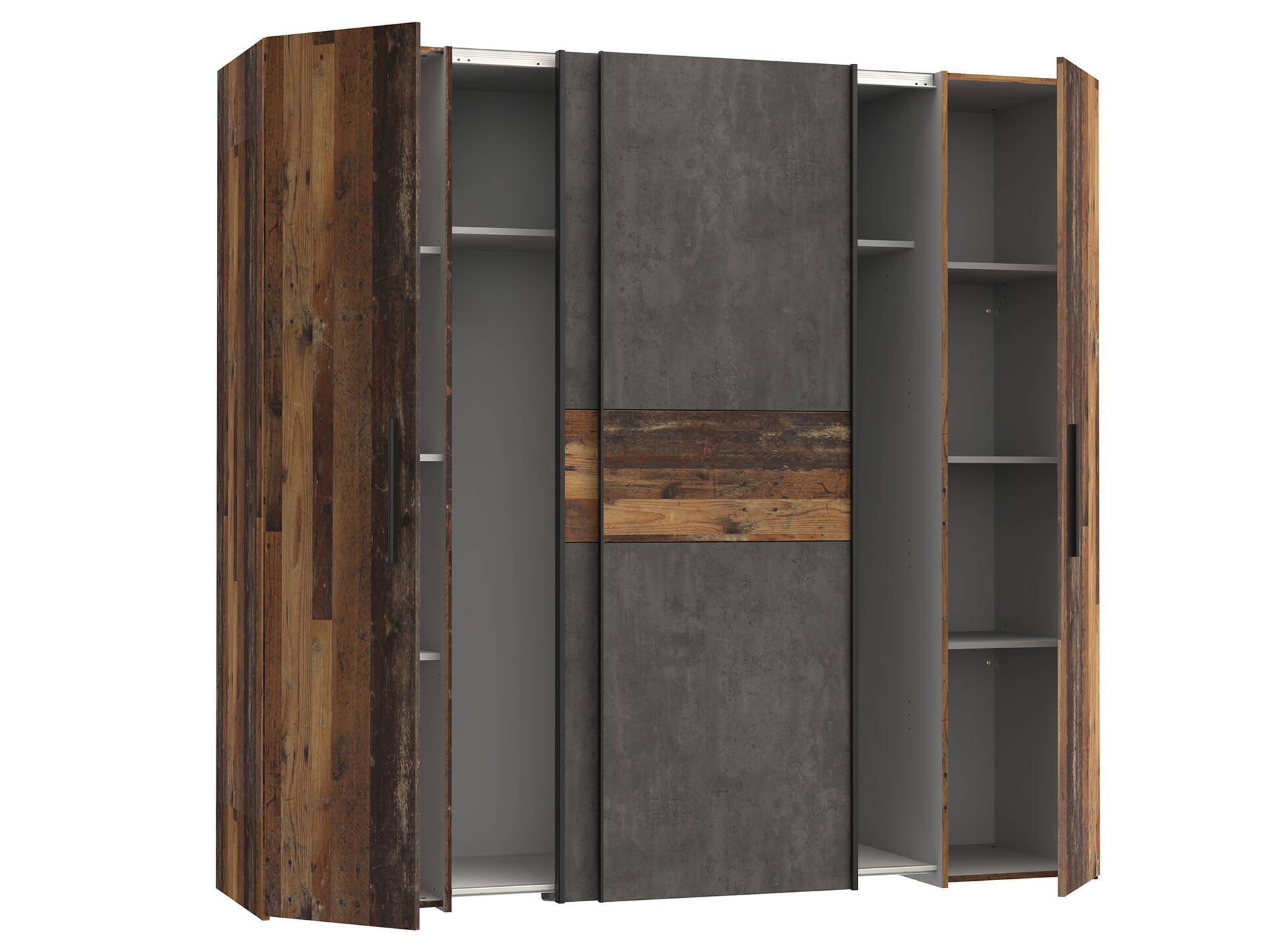 KINTA Kleiderschrank, Material Dekorspanplatte Old Wood Vintage / betonfarbig
