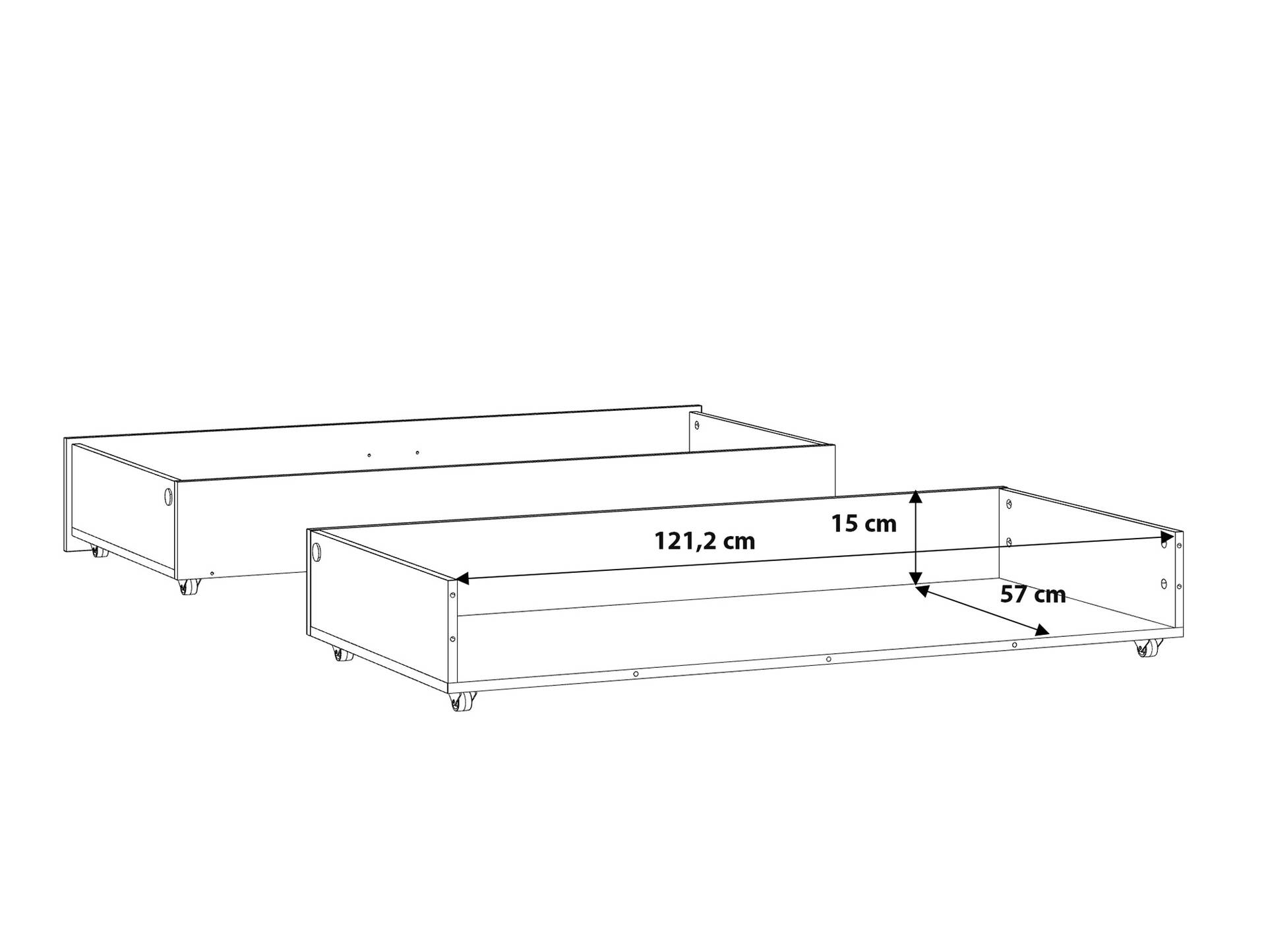 WELLIGTON 2er Set Bettschubladen, Material Dekorspanplatte, Flagstaff Eichefarbig/grau 