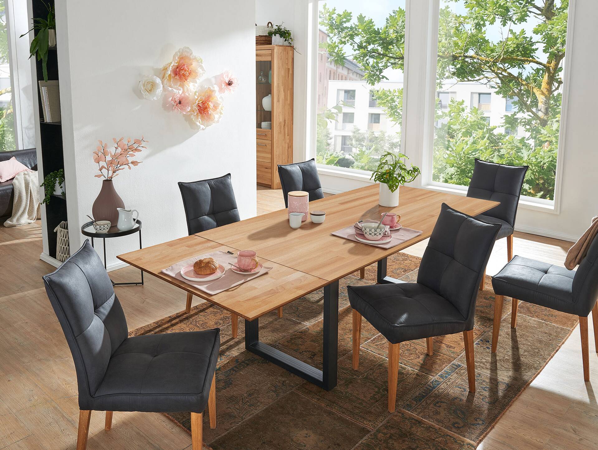 SONERO Esstisch / Ausziehtisch mit Kufenbeinen, Material Massivholz Kernbuche | 180/230x90 cm