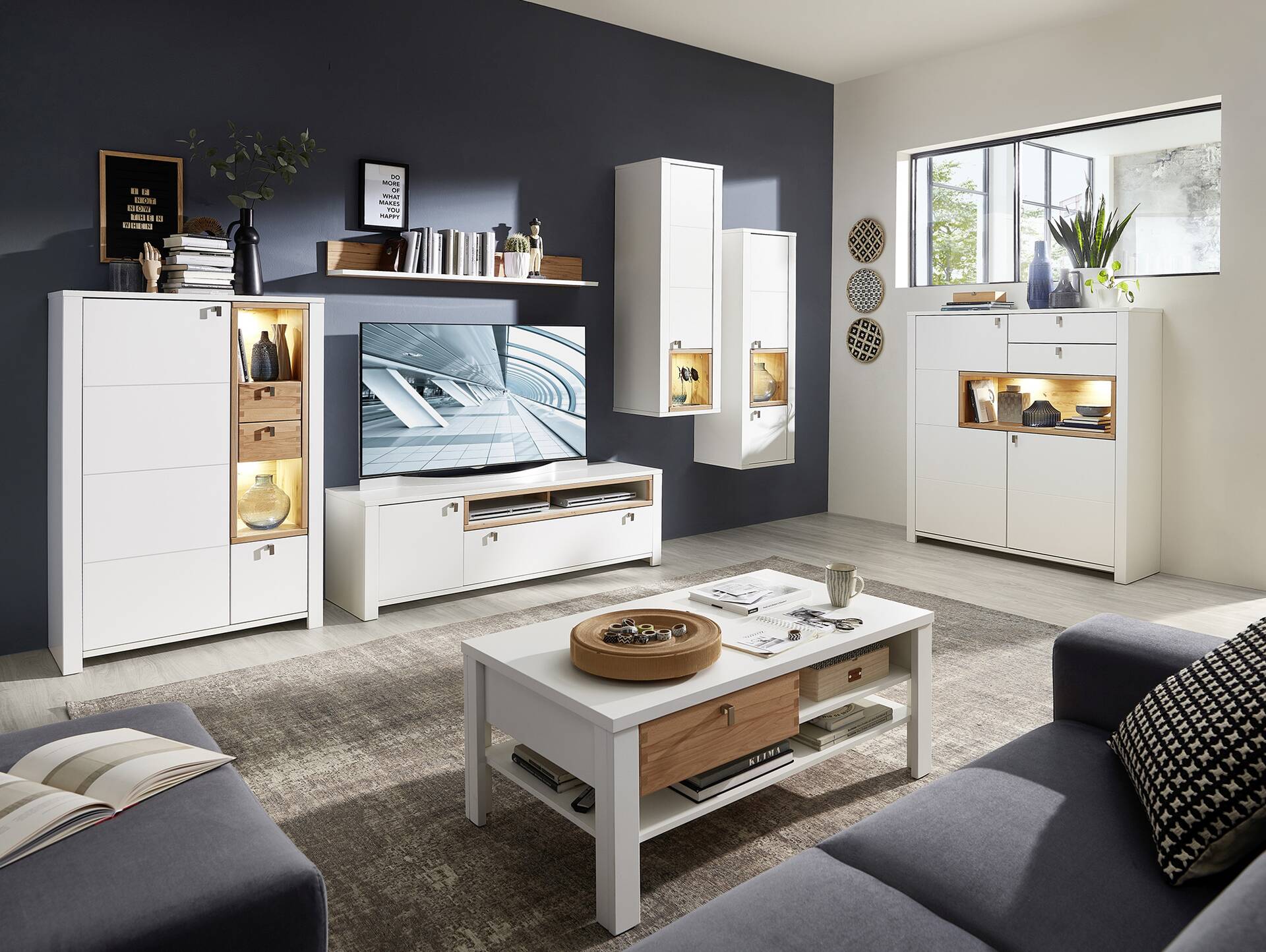 SEVINO Hängeelement I, Material MDF, weiss/wildbuchefarbig 