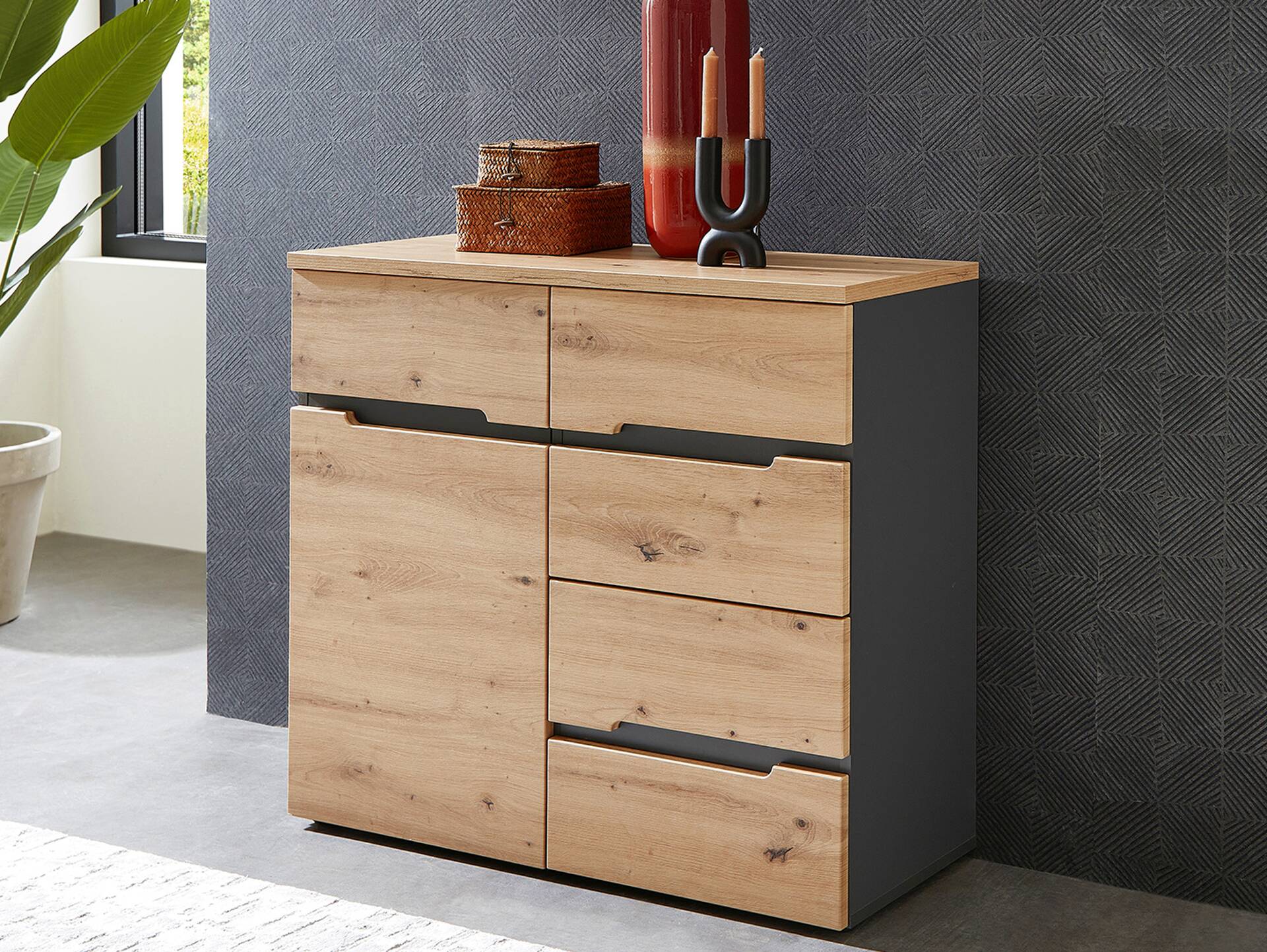 MAILAND Kommode 3, Material MDF, Artisan eichefarbig 