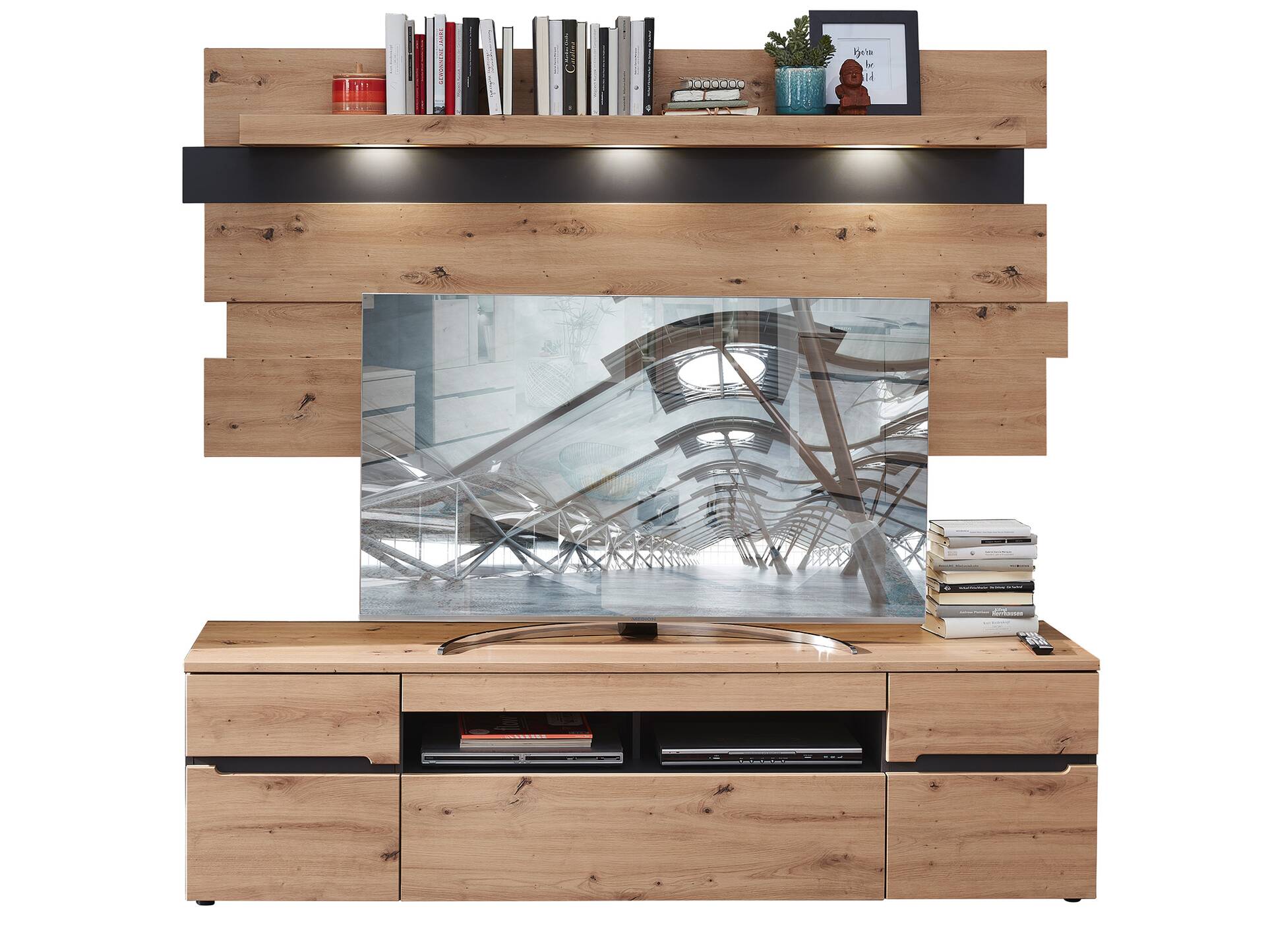 MAILAND Wandpaneel, Material Dekorspanplatte Artisan Eichefarbig / Graphit