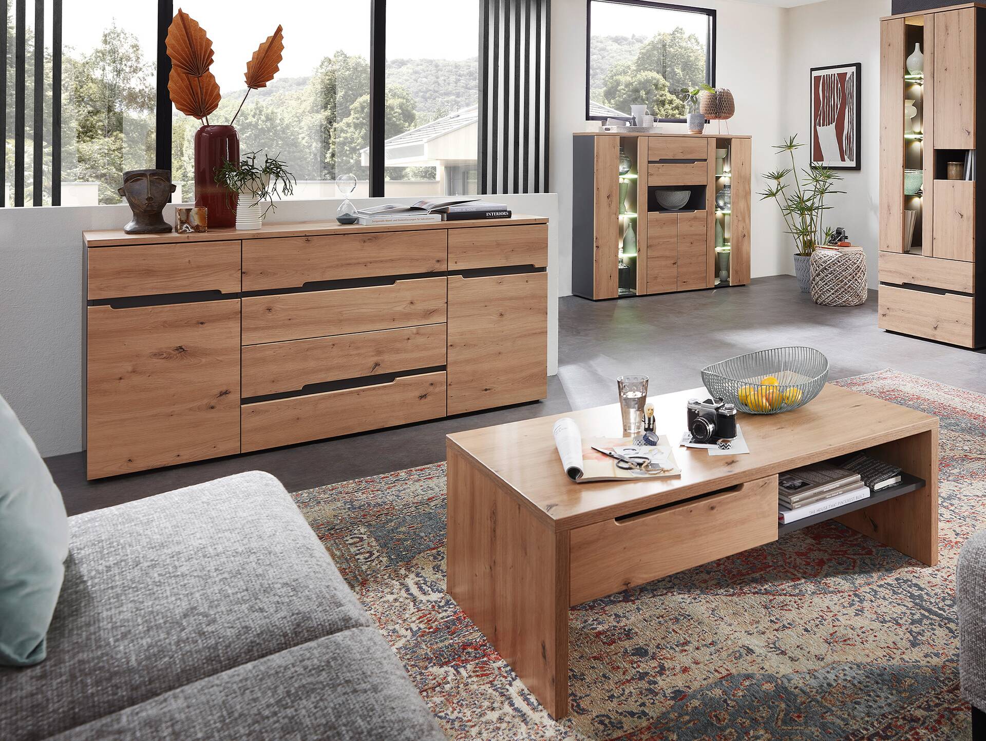 MAILAND Couchtisch, Material Dekorspanplatte Artisan eichefarbig / Graphit