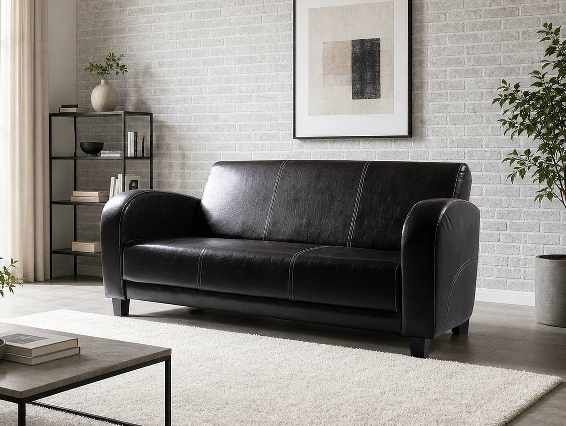 ANTO Sofa 3-Sitzer Antikbraun, Füsse nussbaumfarben 