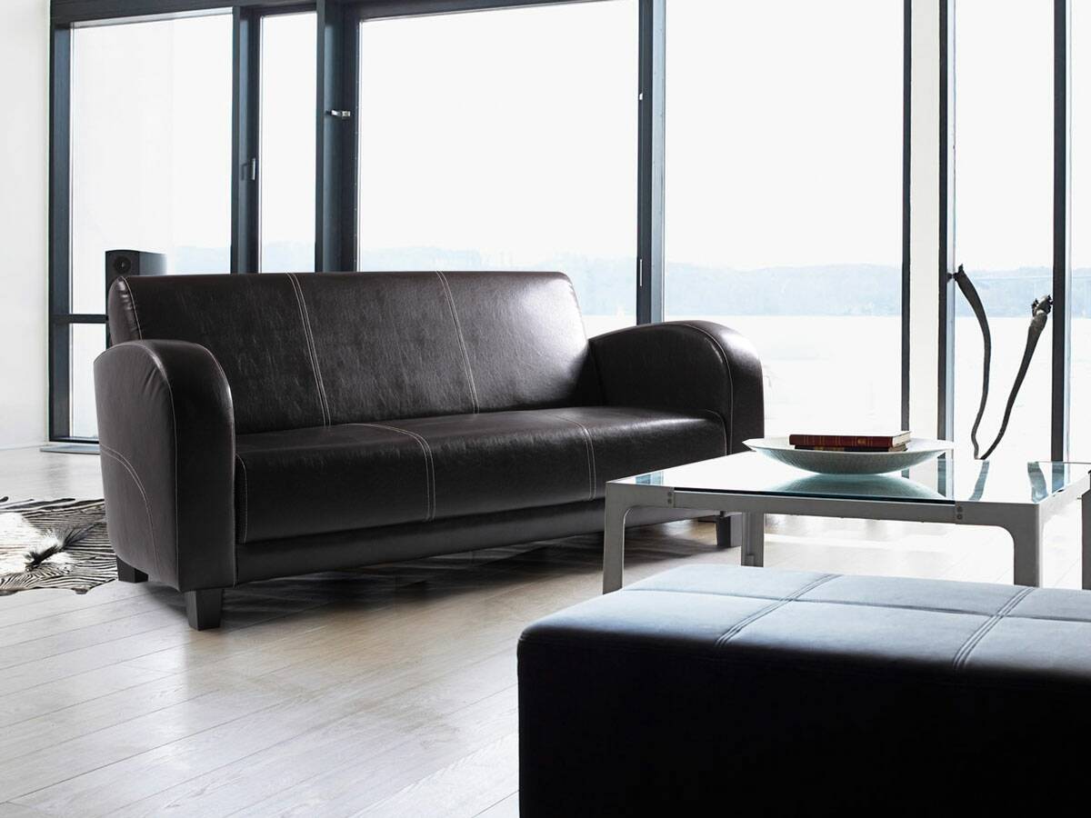 ANTO Sofa 3-Sitzer Antikbraun, Füsse nussbaumfarben 