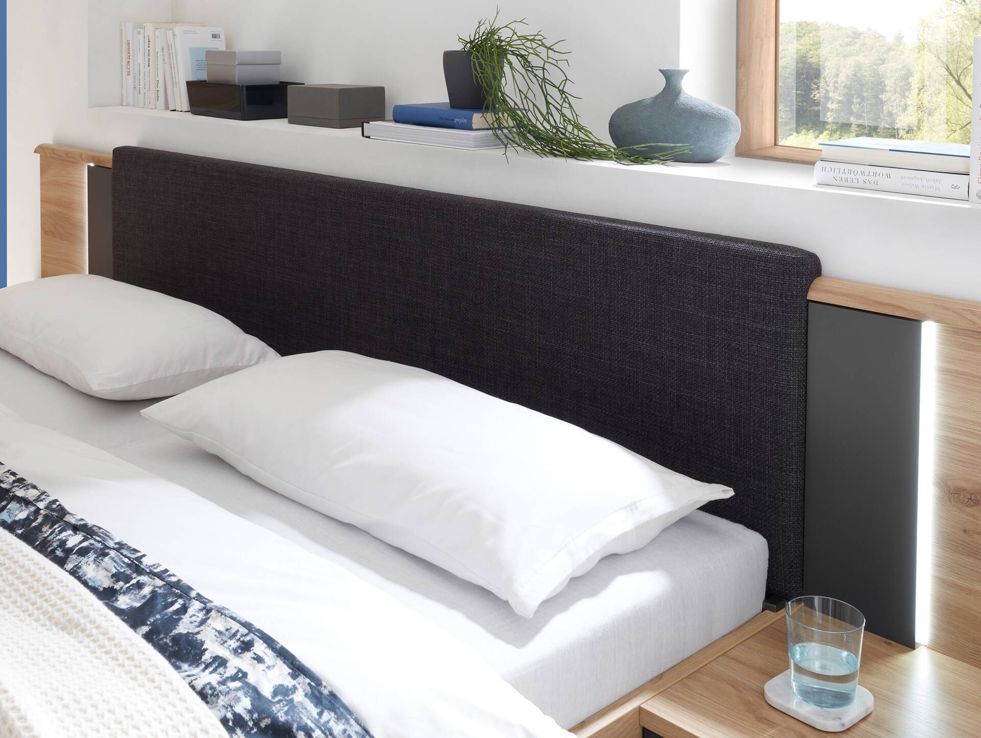 AUCKLAND Komplett-Schlafzimmer, Material Dekorspanplatte, Mauvella Oak Nachbildung/graphit 
