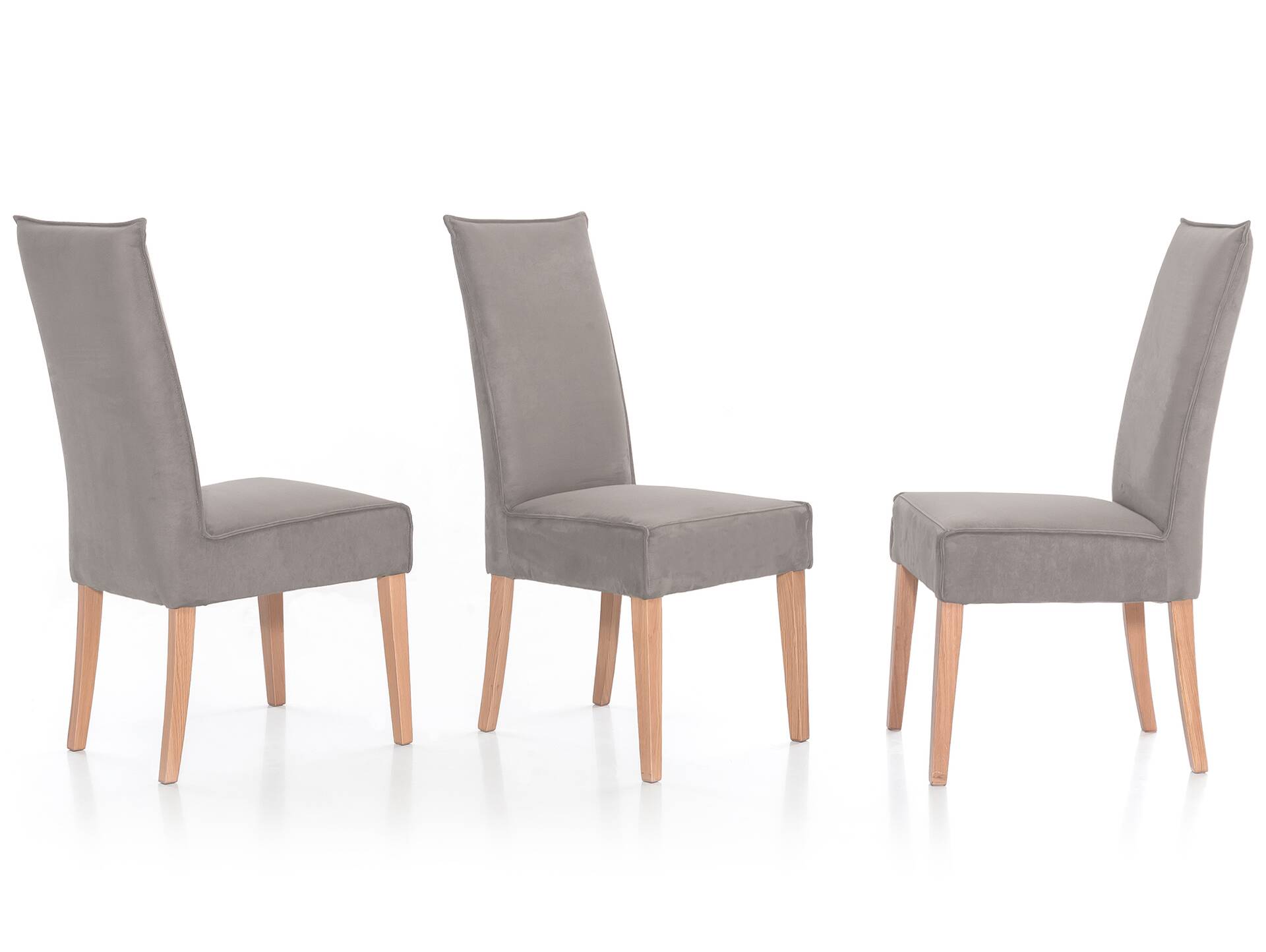 KARI Polsterstuhl / Hochlehner mit Komfortsitz, Material Kunstfaser Nubukoptik/Massivholz Buche | silvercreme