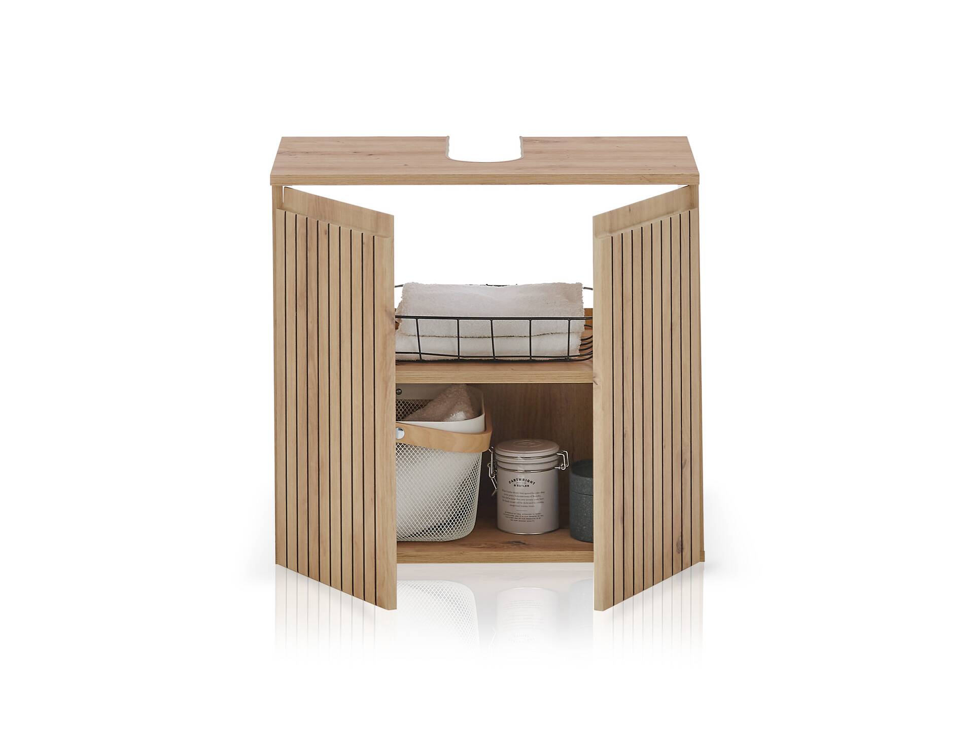 ASKINO Waschbeckenunterschrank I, Material Dekorspanplatte, Artisan Eiche Nachbildung 
