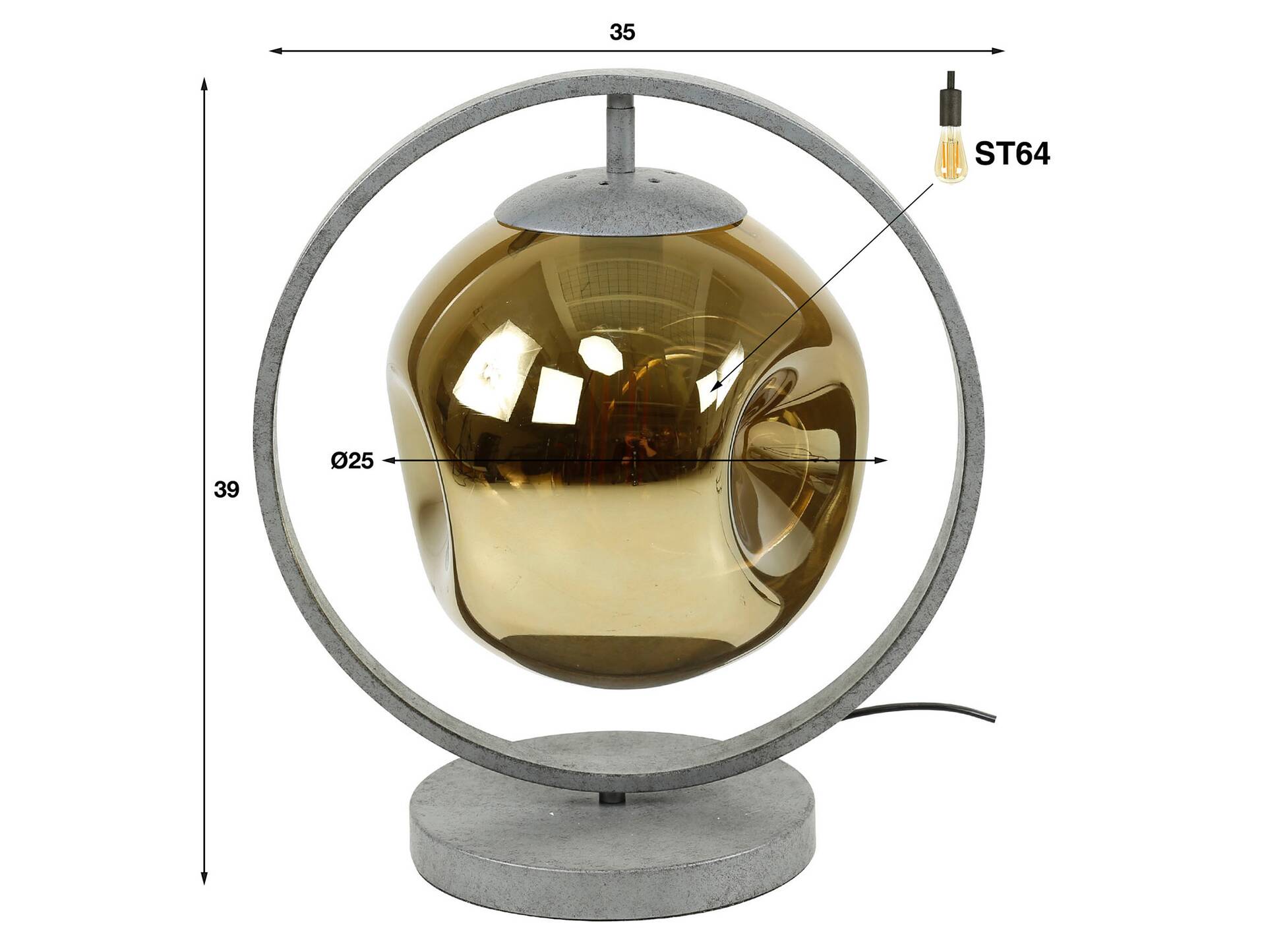 AMORA Tischlampe, 1-flammig, Material Metall, Glas 