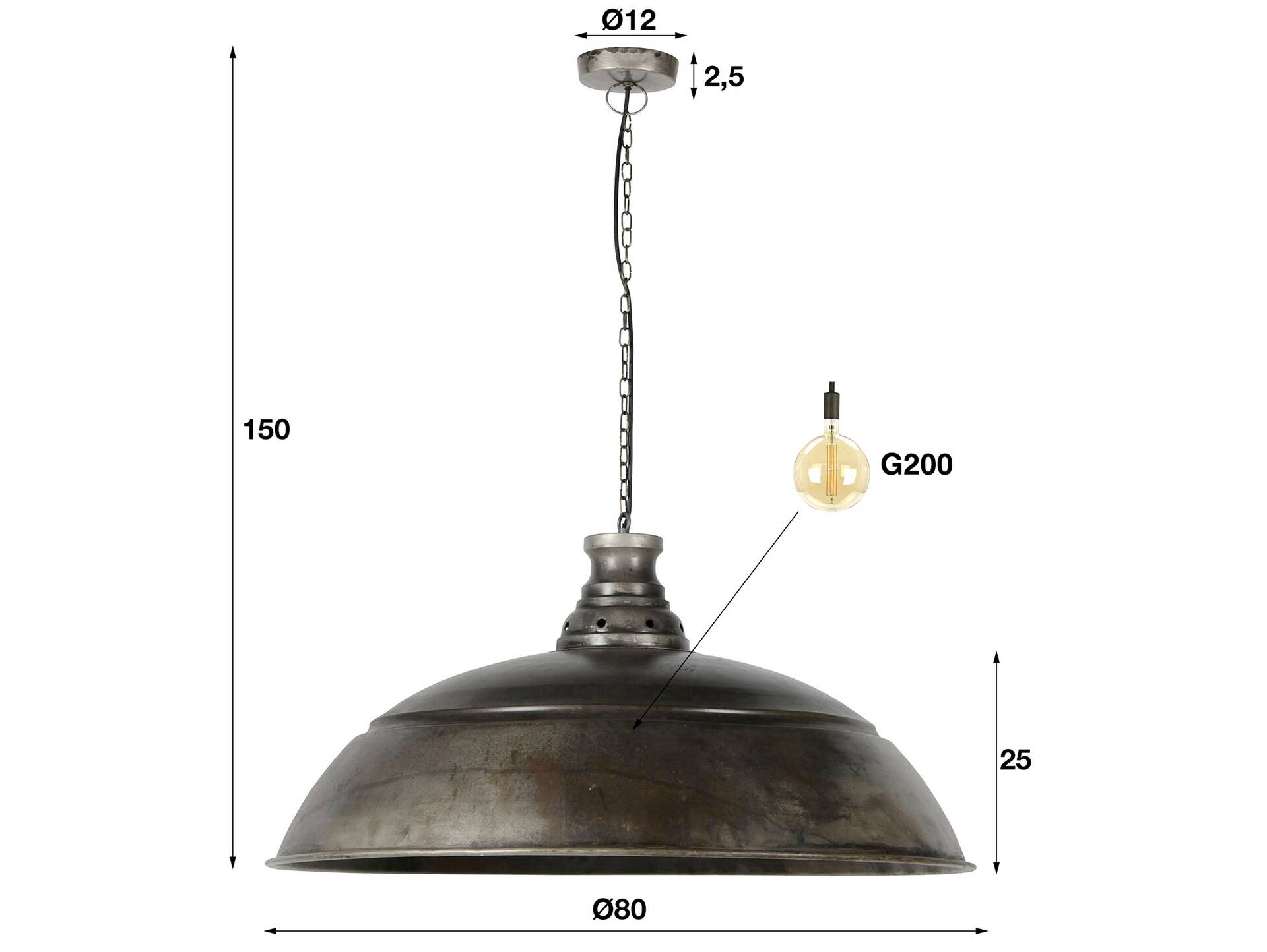 AKIDO Pendelleuchte, 1-flammig, Material Metall Altsilberfarbig