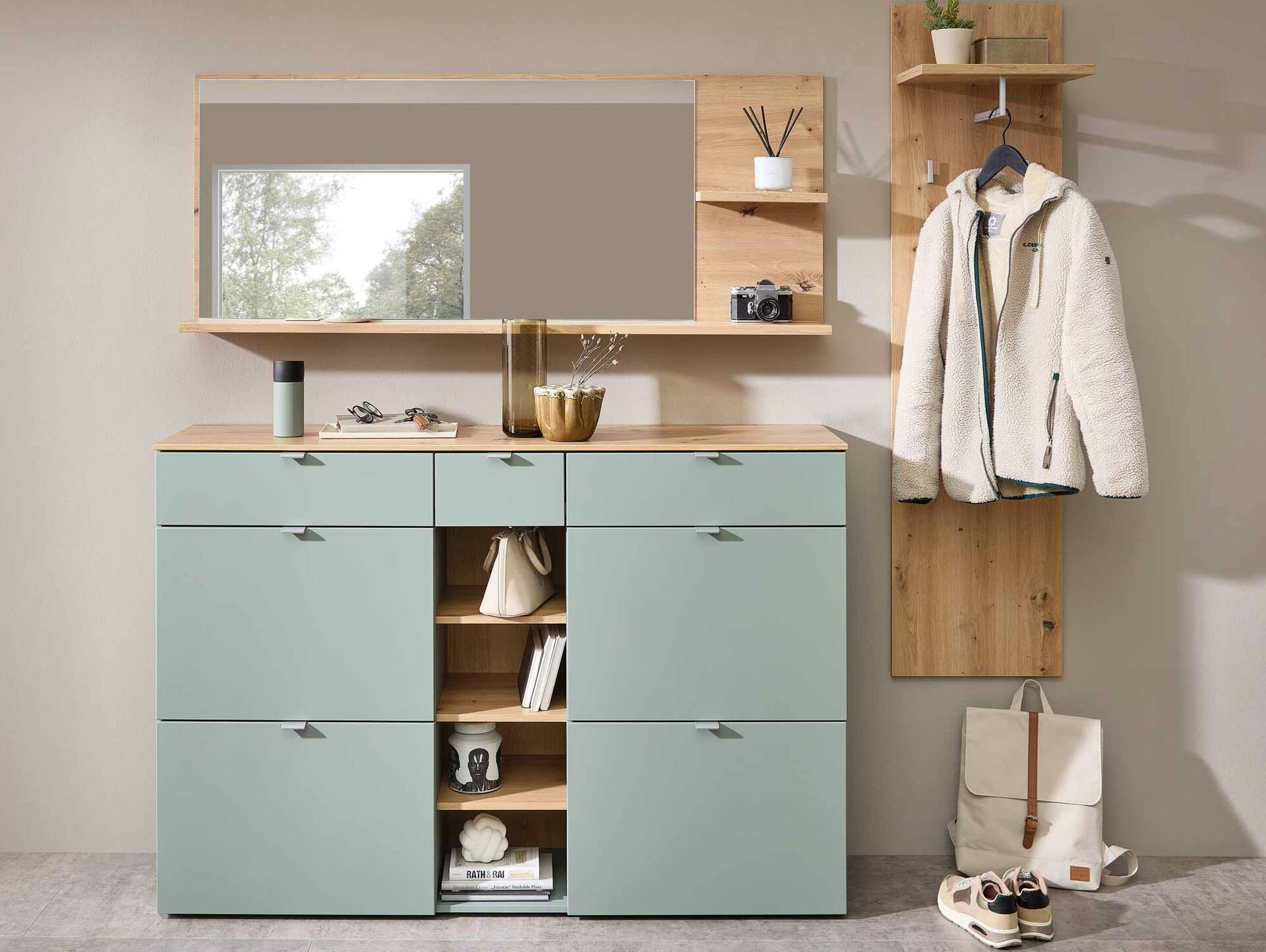 BAJA Schuhschrank/Sideboard, Material MDF, schilf/Artisan Eiche Nachbildung 