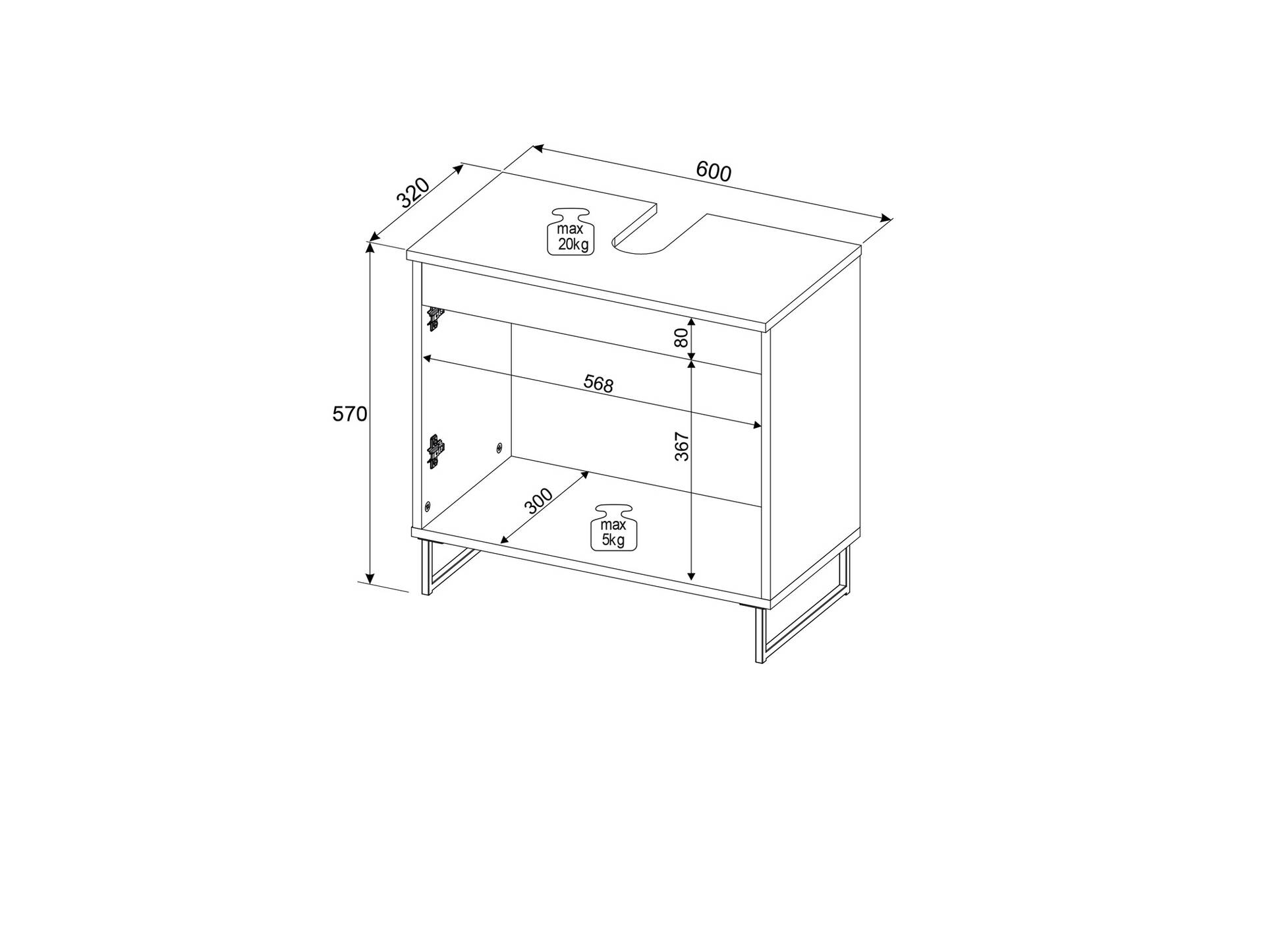 SEYTON Waschbeckenunterschrank, Material Teilmassiv, eichefarbig 