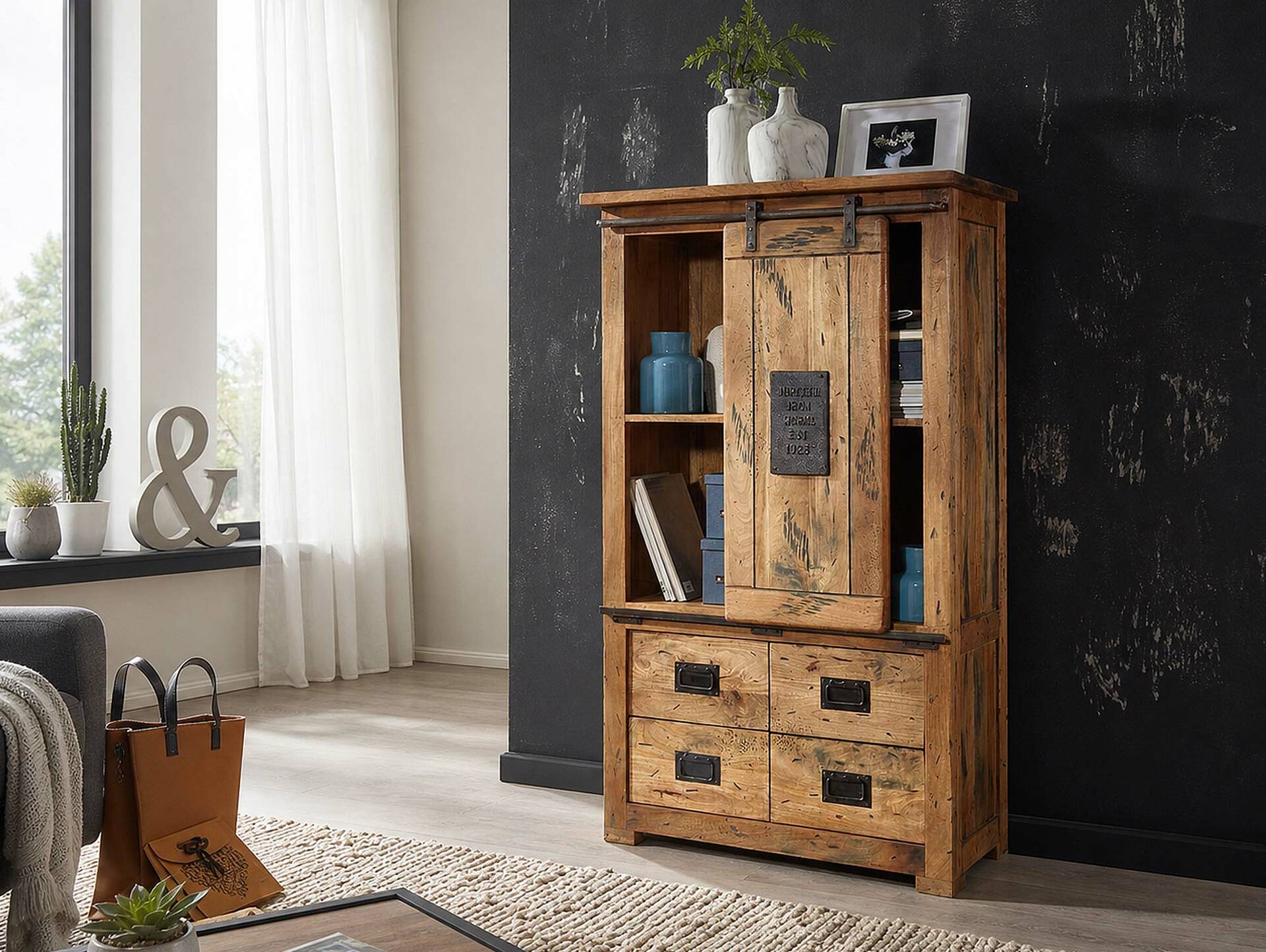 BRISTOL Highboard I, Material Massivholz, Mango rustikal 