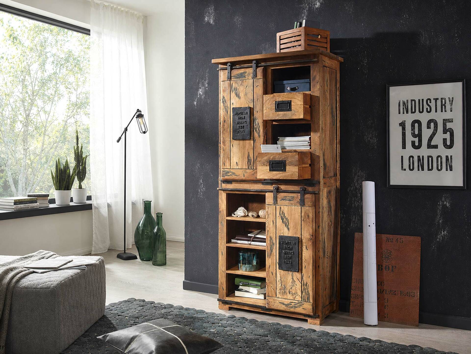 BRISTOL Highboard III, Material Massivholz, Mango rustikal 