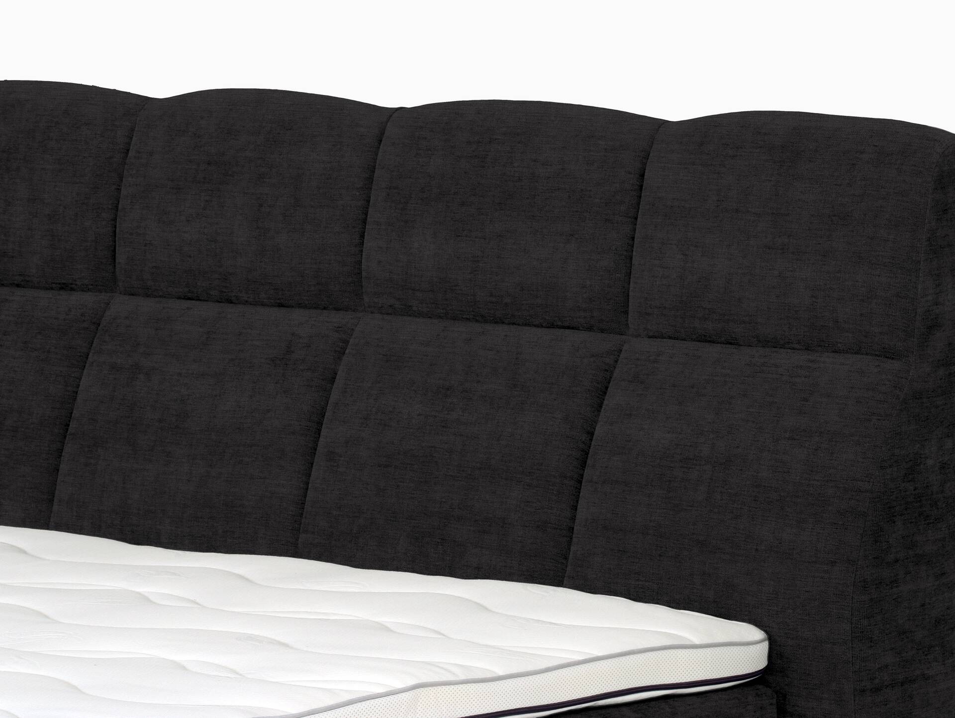 BAGIRO Balkenbett/Boxspringbett, Material Massivholz Eiche/Bezug Stoff Anthrazit 