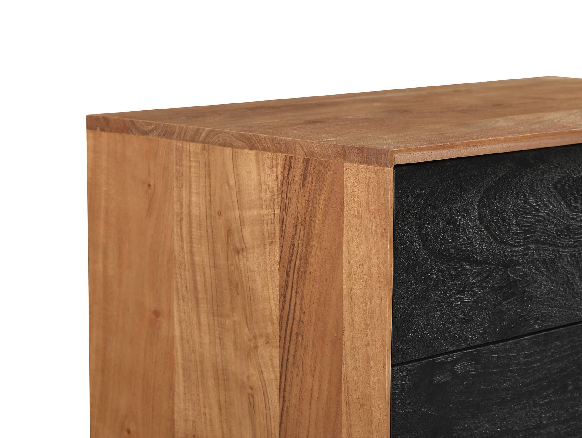 CATANDO Kommode, Material Massivholz, Akazie honigfarben/Abs. schwarz 
