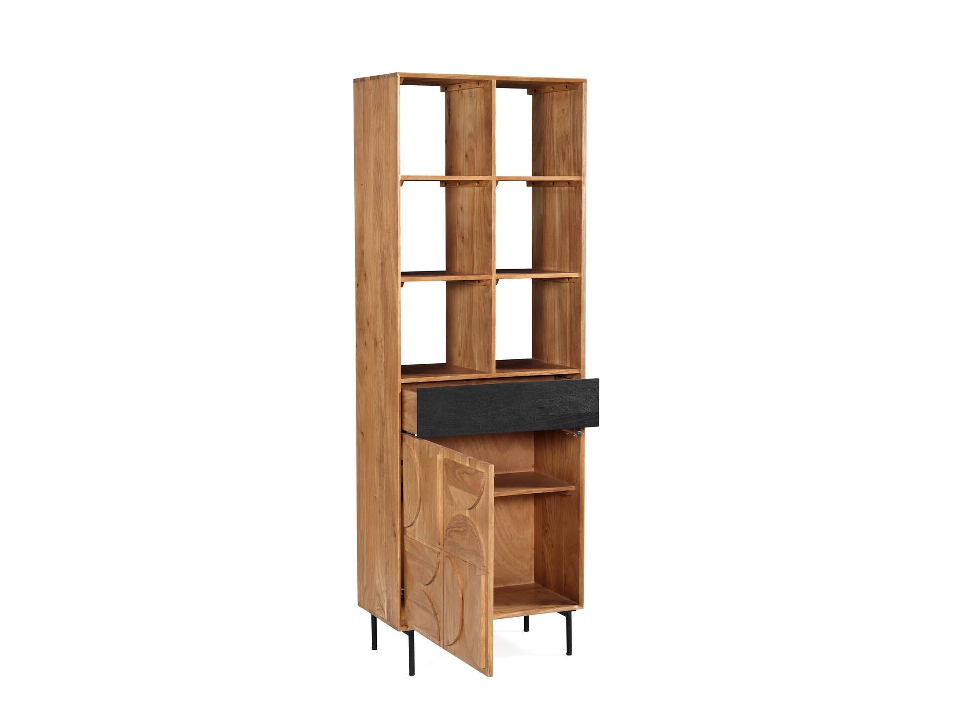 CATANDO Regal, Material Massivholz, Akazie honigfarben/Abs. schwarz 