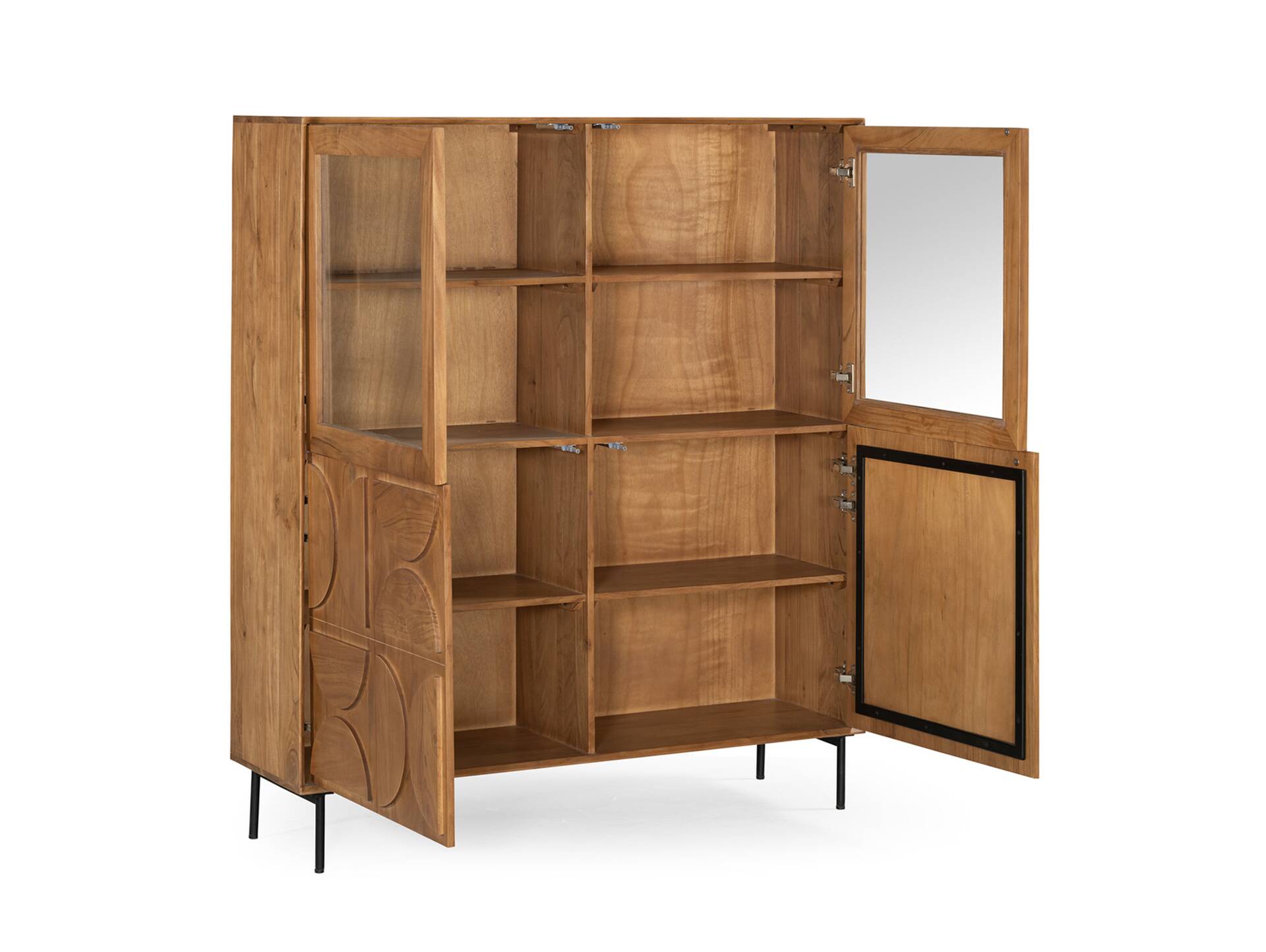 CATANDO Highboard, Material Massivholz, Akazie honigfarben/Abs. schwarz 