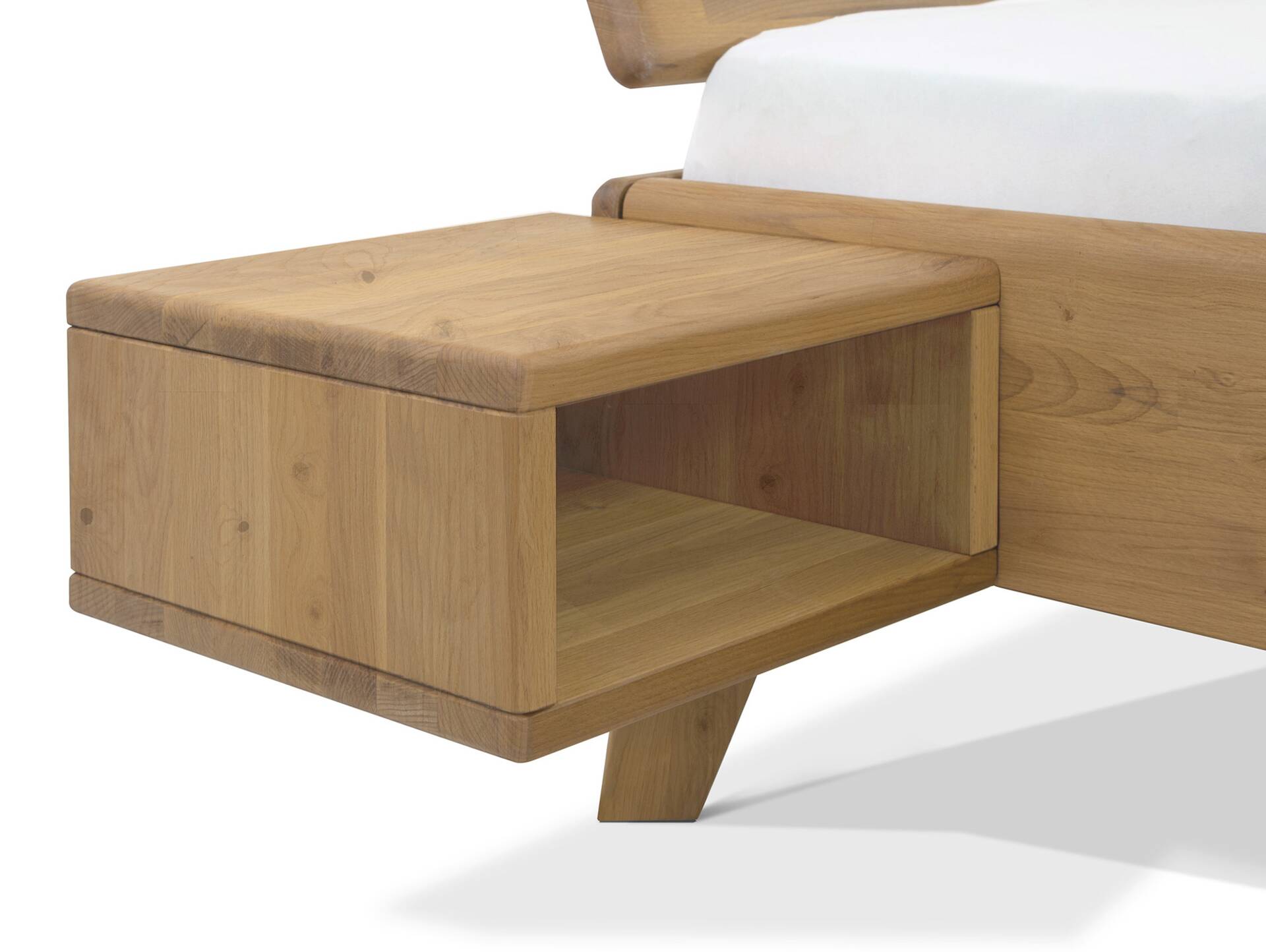 CALIDO 4-Fuß-Bett, Material Massivholz, mit/ohne Kopfteil 180 x 220 cm | Eiche geölt | Standardhöhe | mit Kopfteil
