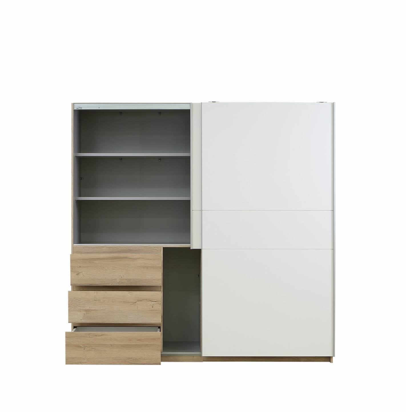 CALISTO Kleiderschrank, Material Dekorspanplatte, Eiche biancofarbig / weiss 