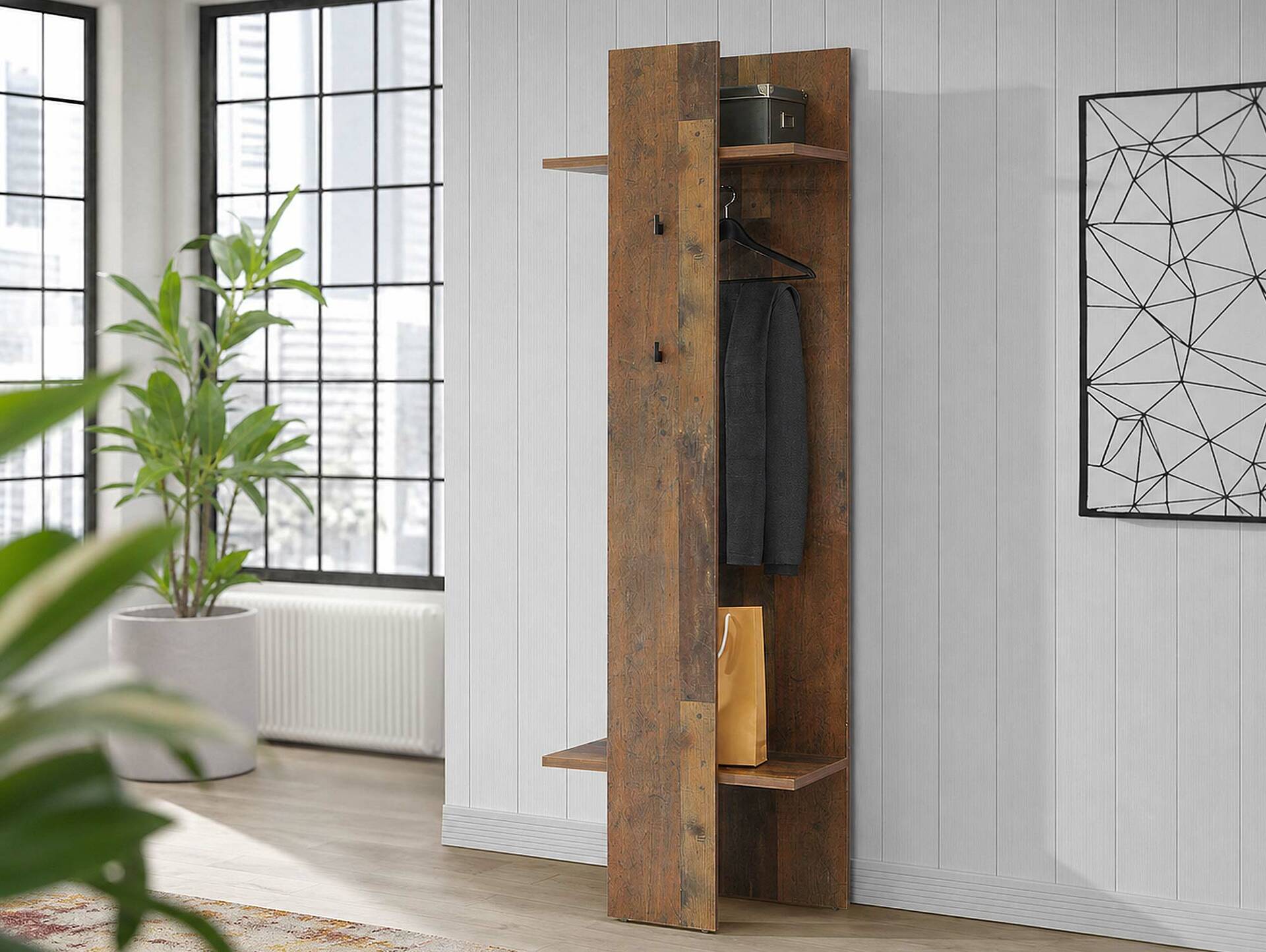 CASSIA Garderobenpaneel, Material Dekorspanplatte, Old wood Vintage Nachbildung 