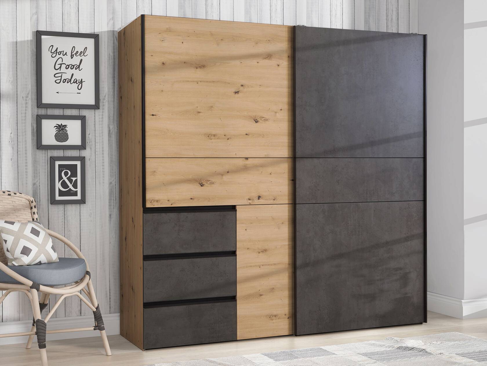 CESSANDRA Schwebetürenschrank, Material Dekorspanplatte 