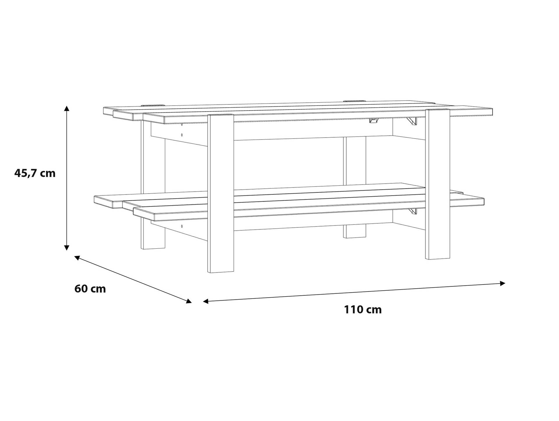 LORDANA Couchtisch, Material Spanplatte, Artisan Eiche Nachbildung/grau 