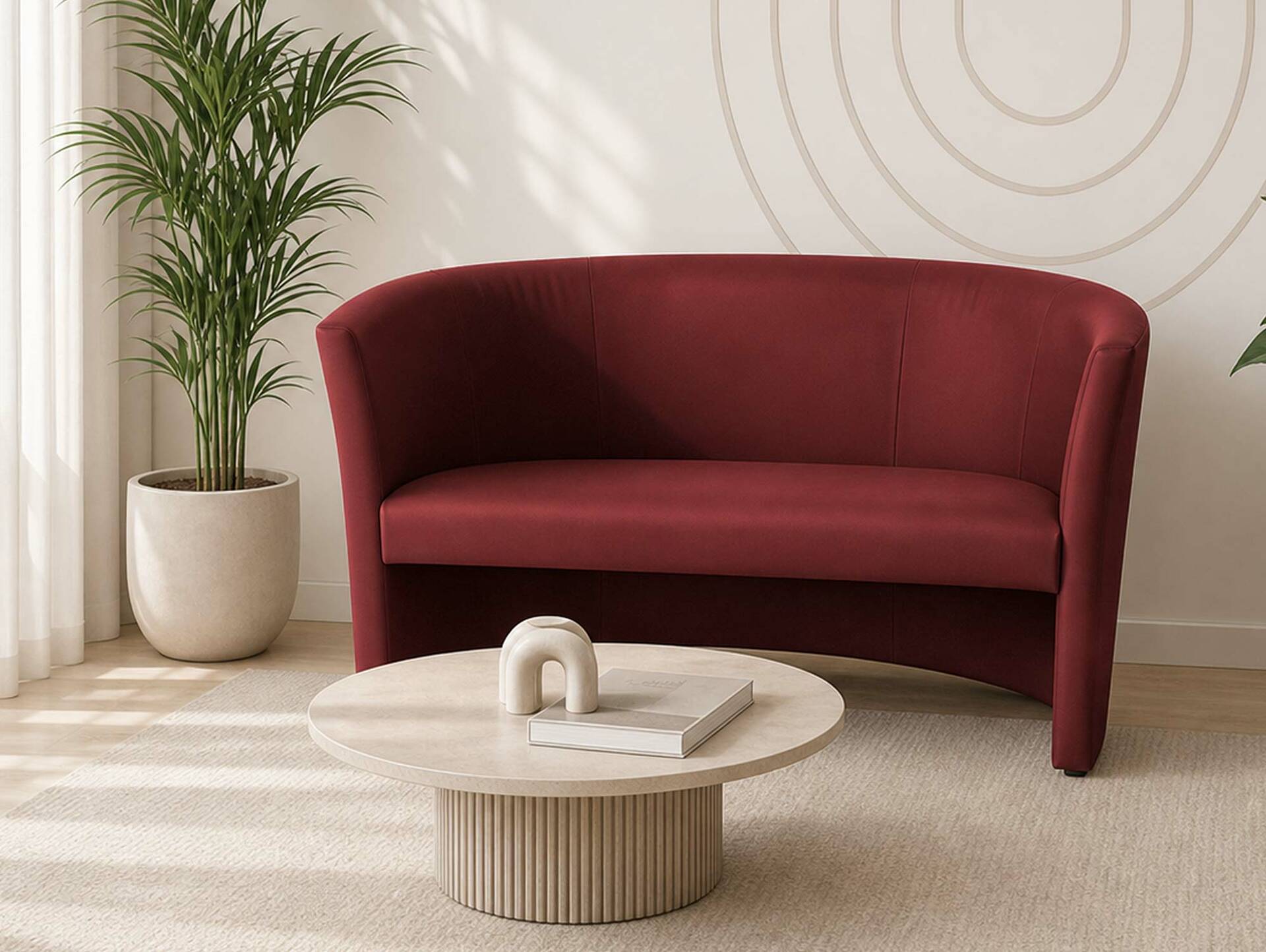 CHARLY DUO Cocktailsessel / Sessel, Material Kunstleder bordeaux rot