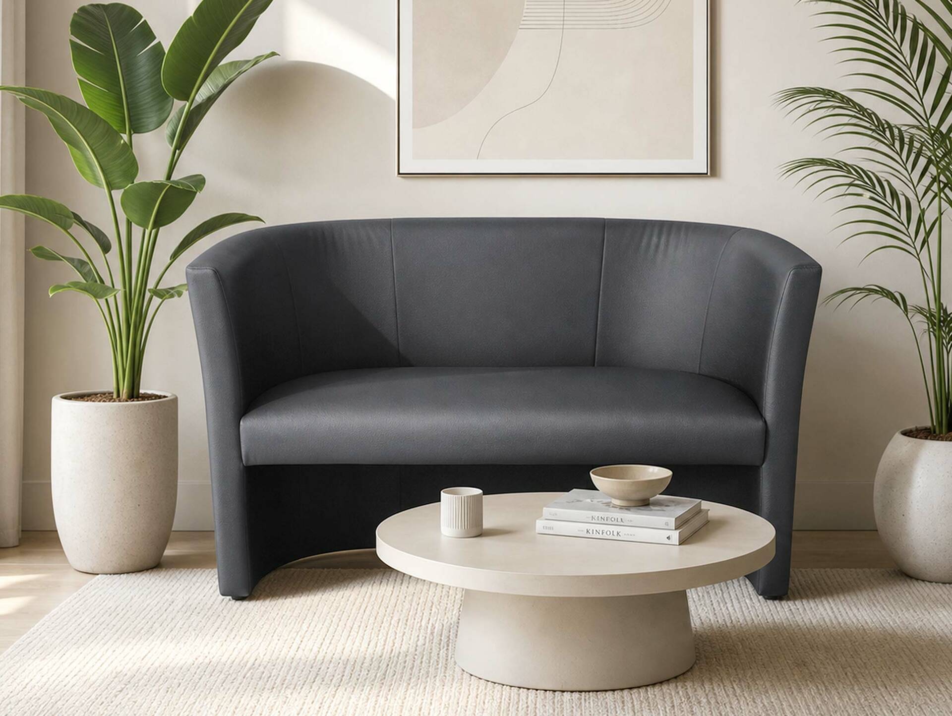 CHARLY DUO Cocktailsessel / Sessel, Material Kunstleder grau