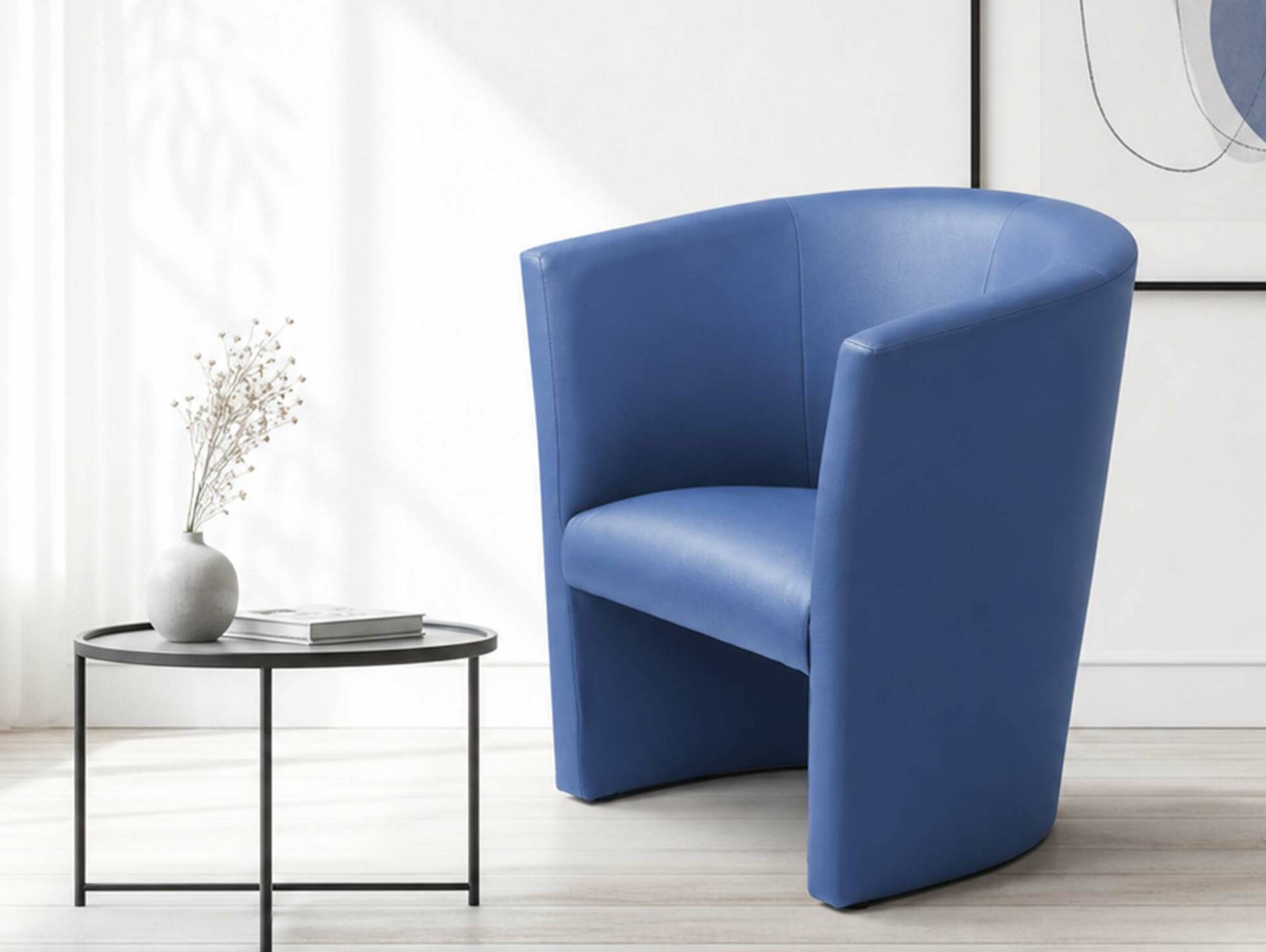 CHARLY Sessel / Cocktailsessel im Lederlook, Material Kunstleder blau