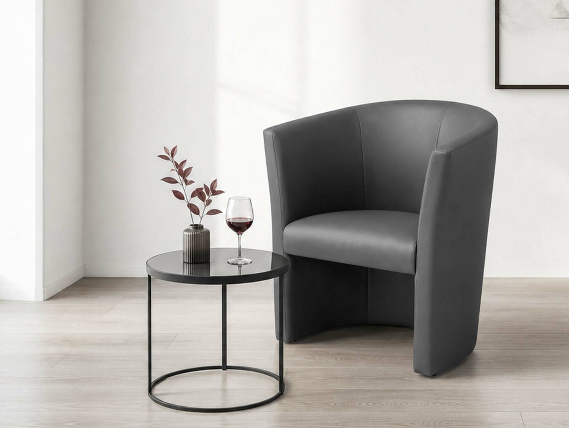 CHARLY Sessel / Cocktailsessel im Lederlook, Material Kunstleder grau