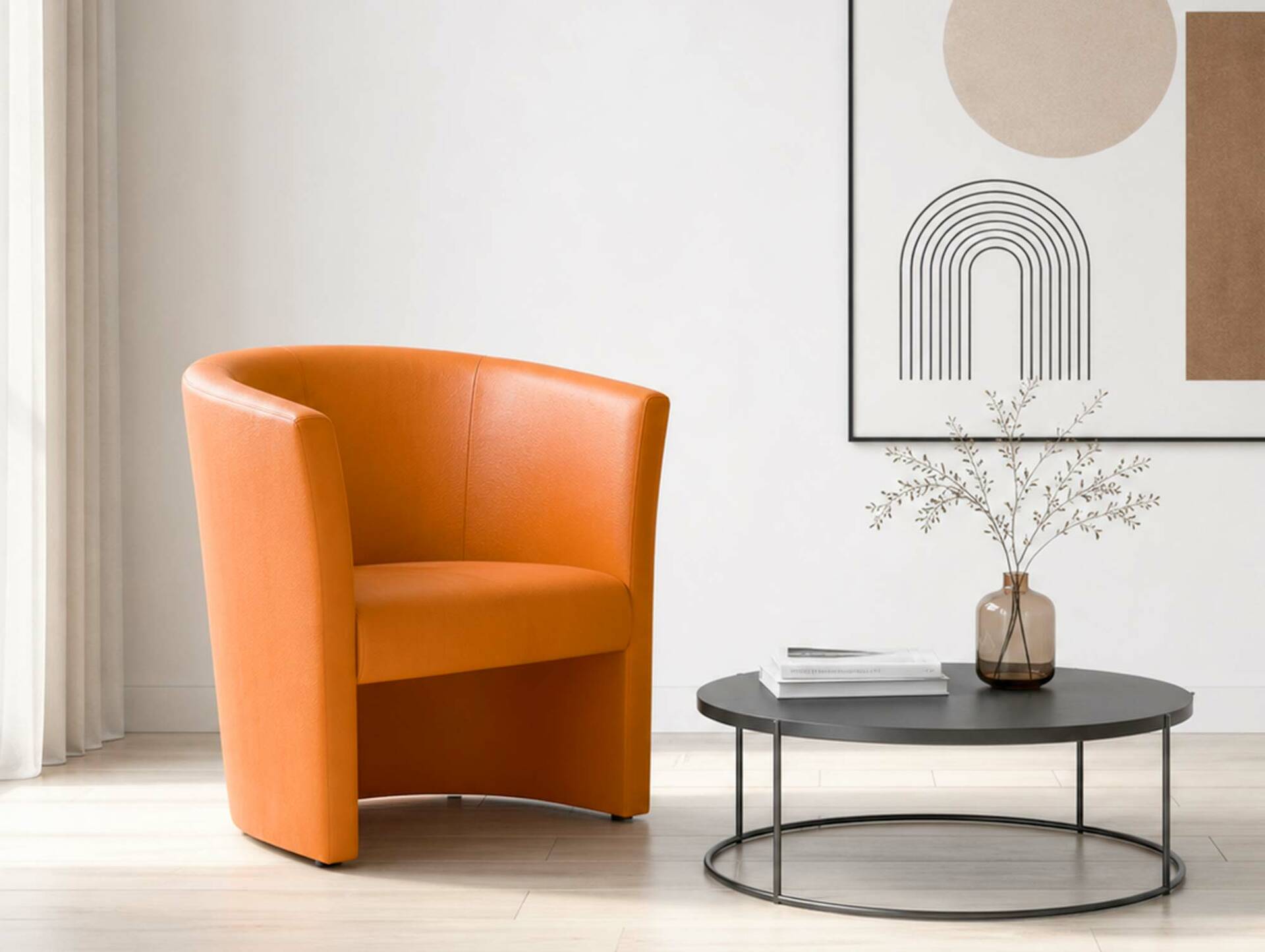 CHARLY Sessel / Cocktailsessel im Lederlook, Material Kunstleder orange