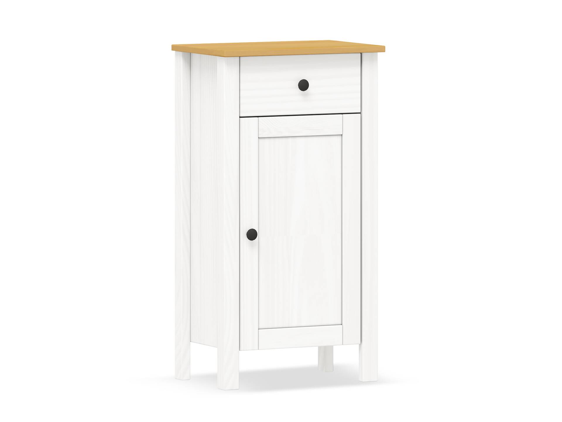 PARIS Badezimmer Hochschrank, Material Massivholz Kiefer weiß/Buchefarbig