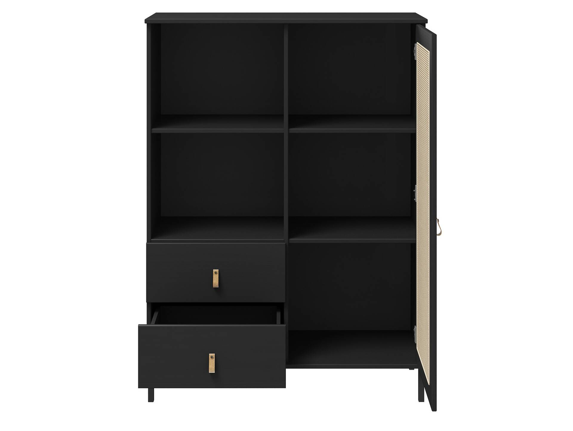 CINOY Highboard I, Material Massivholz, Kiefer lackiert schwarz