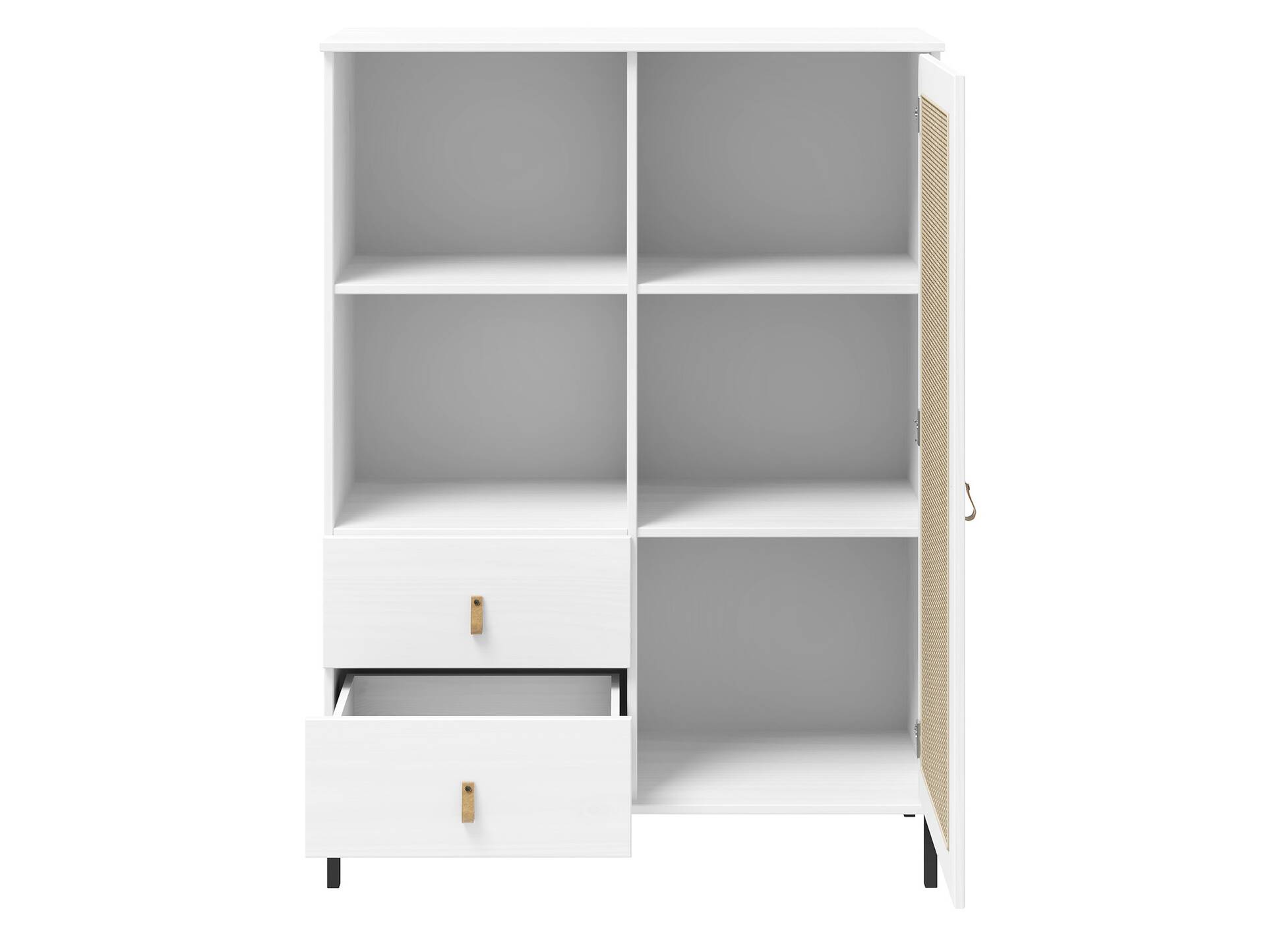 CINOY Highboard I, Material Massivholz, Kiefer lackiert weiss