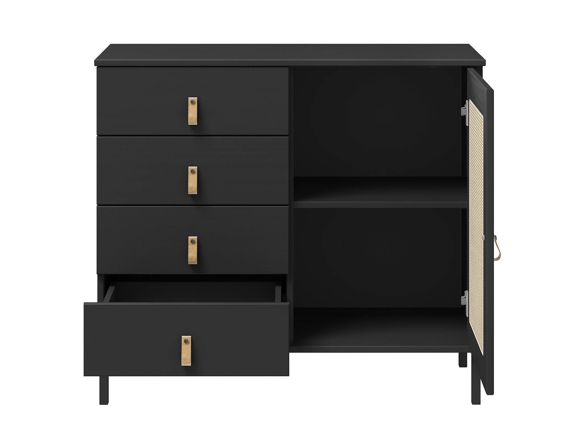 CINOY Sideboard II, Material Massivholz, Kiefer lackiert schwarz