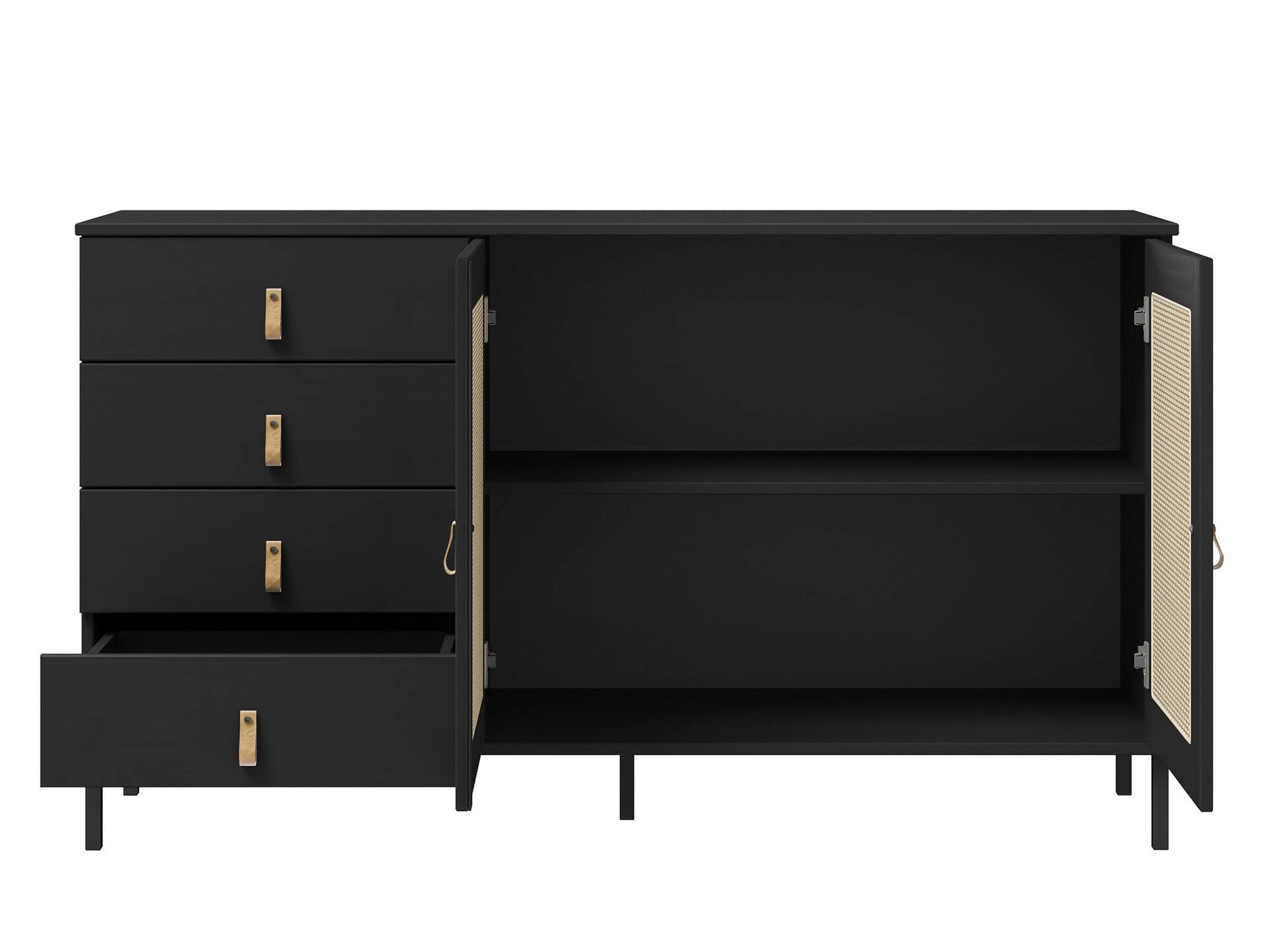 CINOY Sideboard III, Material Massivholz, Kiefer lackiert schwarz