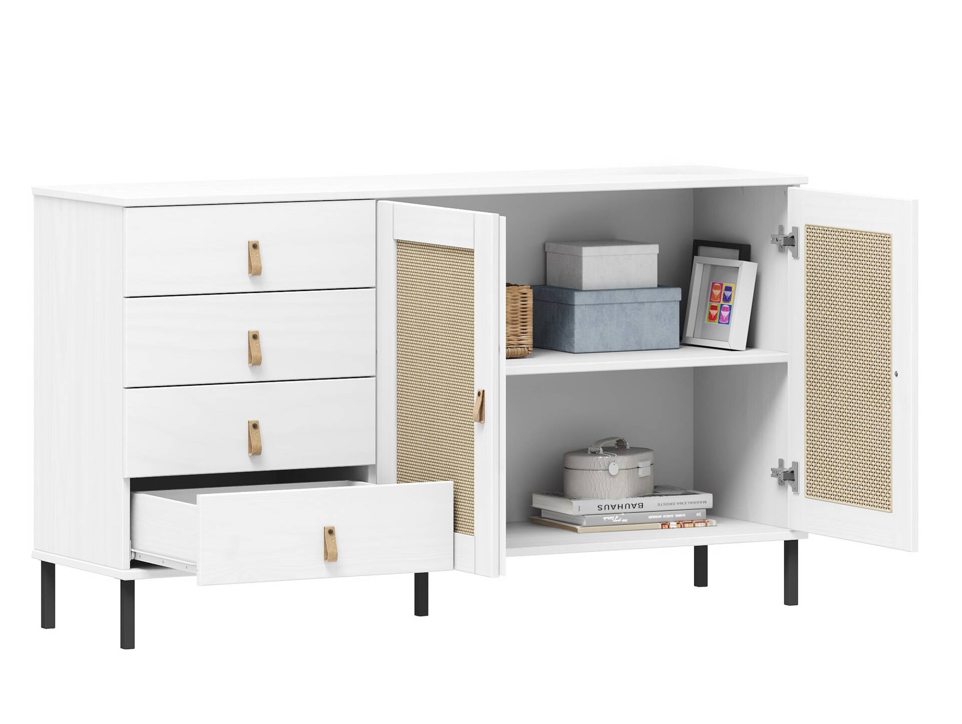 CINOY Sideboard III, Material Massivholz, Kiefer lackiert weiss