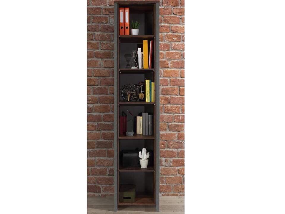 CASSIA Büroregal 6 Böden schmal, Material Dekorspanplatte, Old Wood Vintage/betonfarbig 