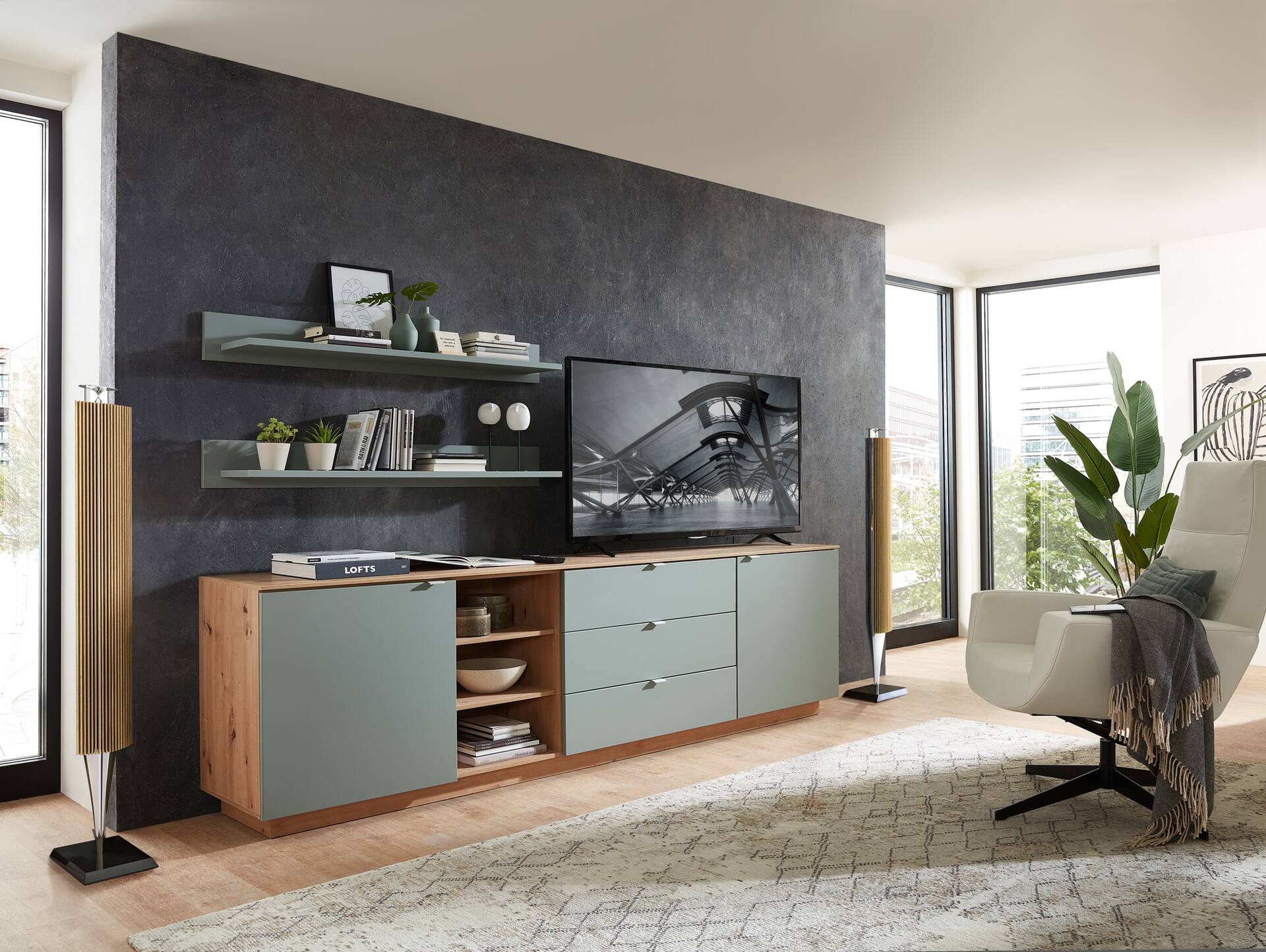 CASSINO TV-Sideboard II, Material Dekorspanplatte, Artisan Eiche Nachbildung 