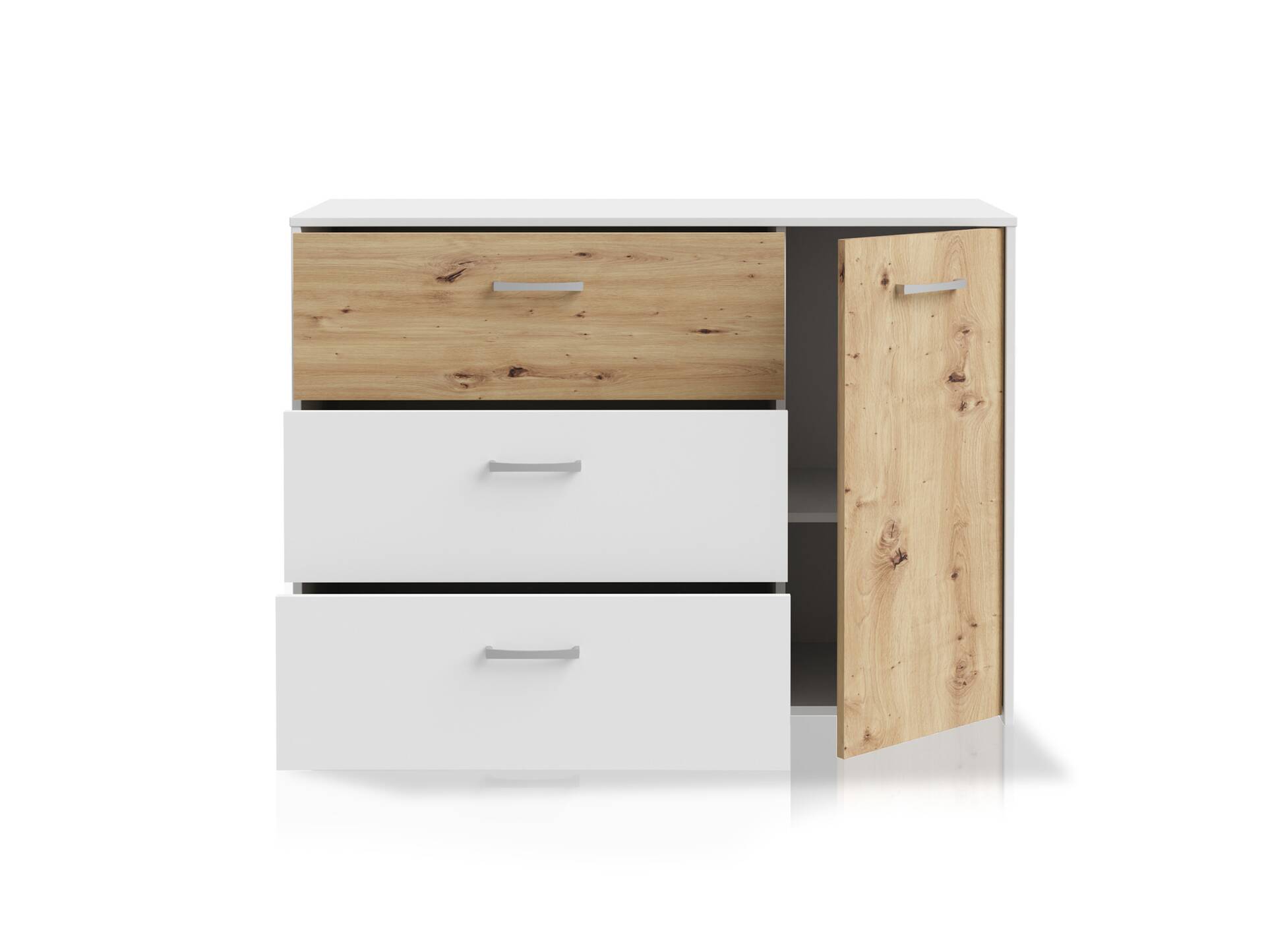 CARLITO Kommode, Material Dekorspanplatte, Artisan eichefarbig/weiss 