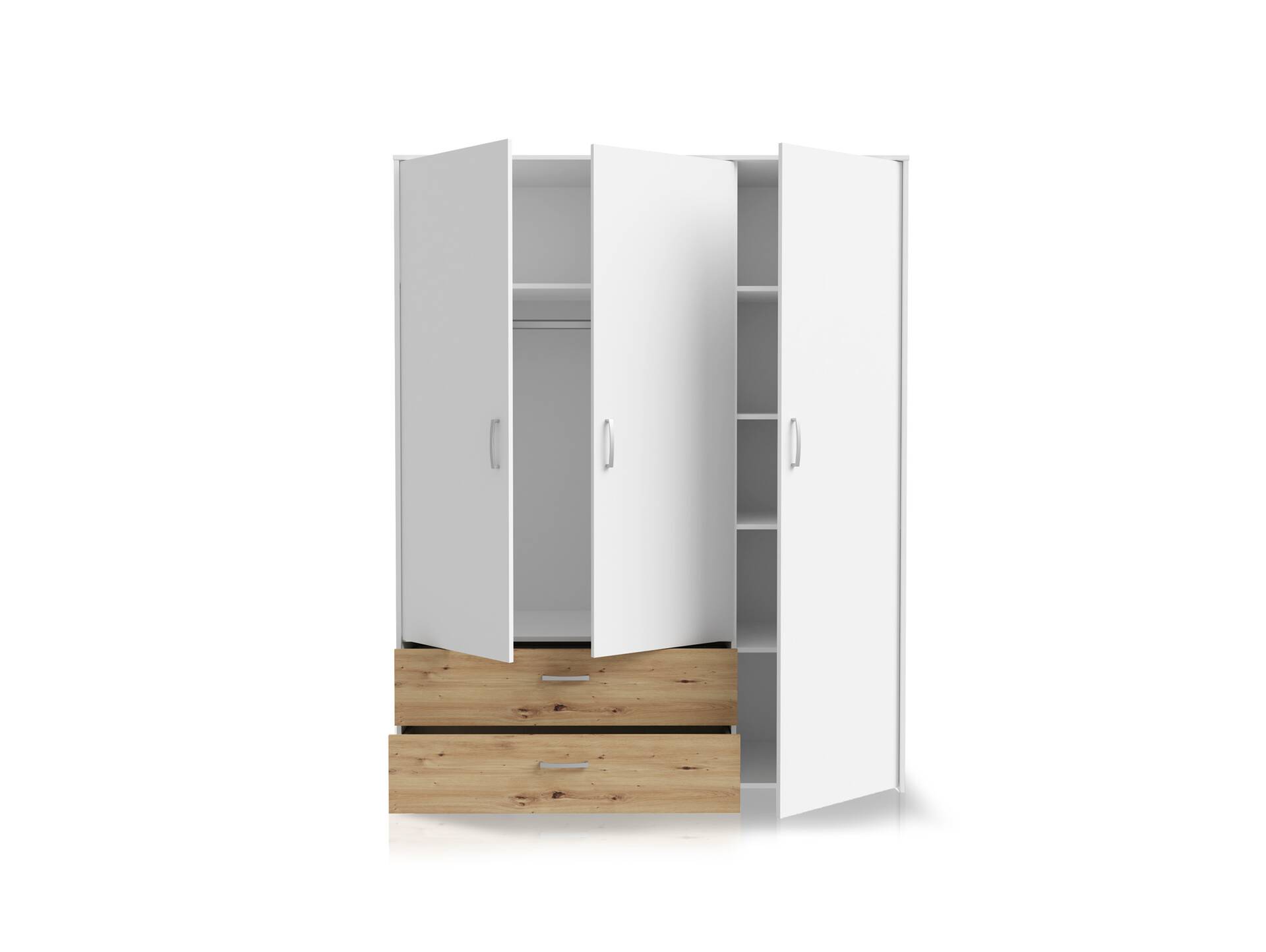 CARLITO Kleiderschrank, Material Dekorspanplatte, Artisan eichefarbig/weiss 