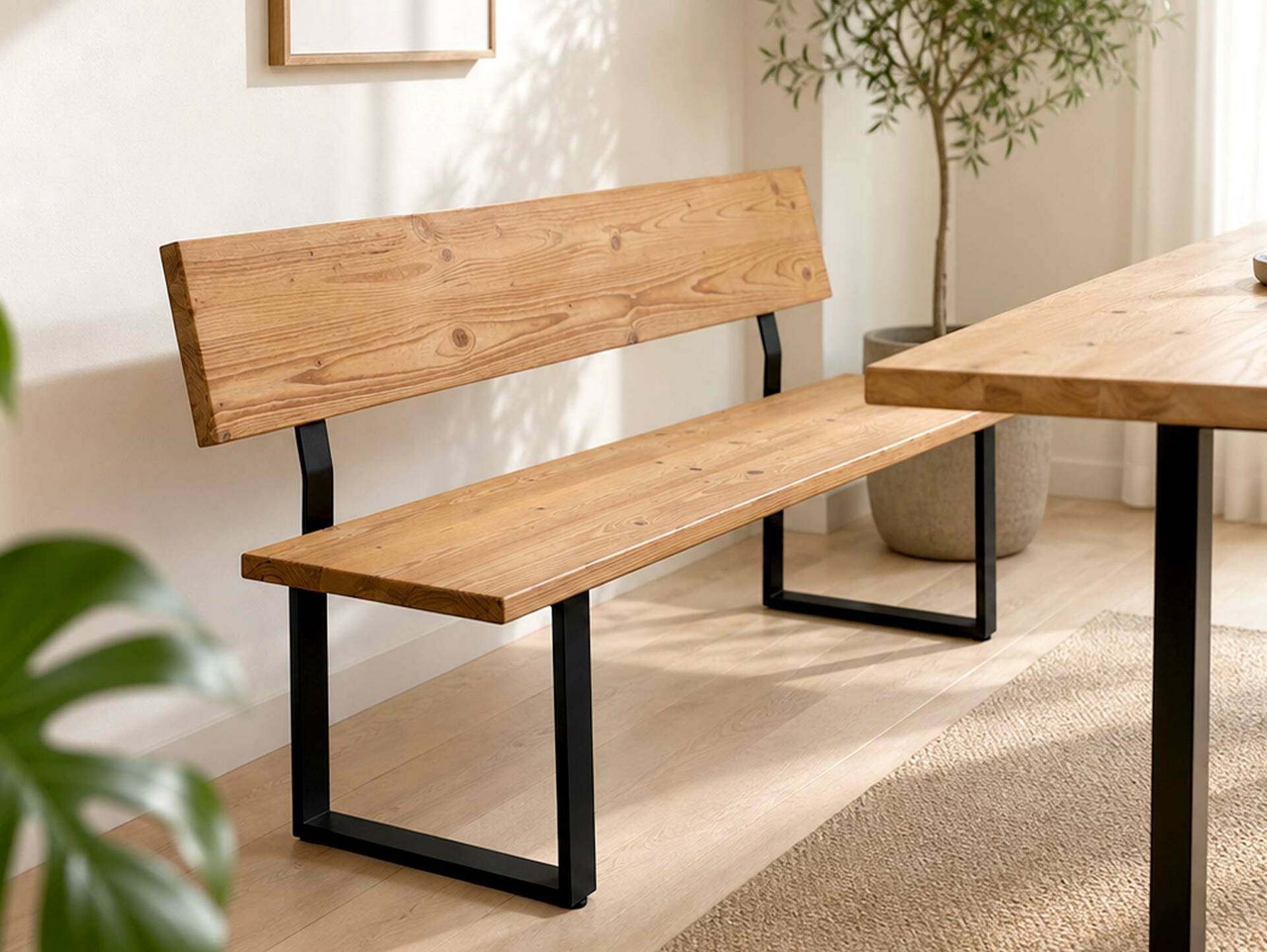 CURBY Sitzbank, rustikale Altholzoptik, Material Massivholz, Fichte gebürstet 160 cm | natur | mit Rückenlehne | ohne Sitzkissen
