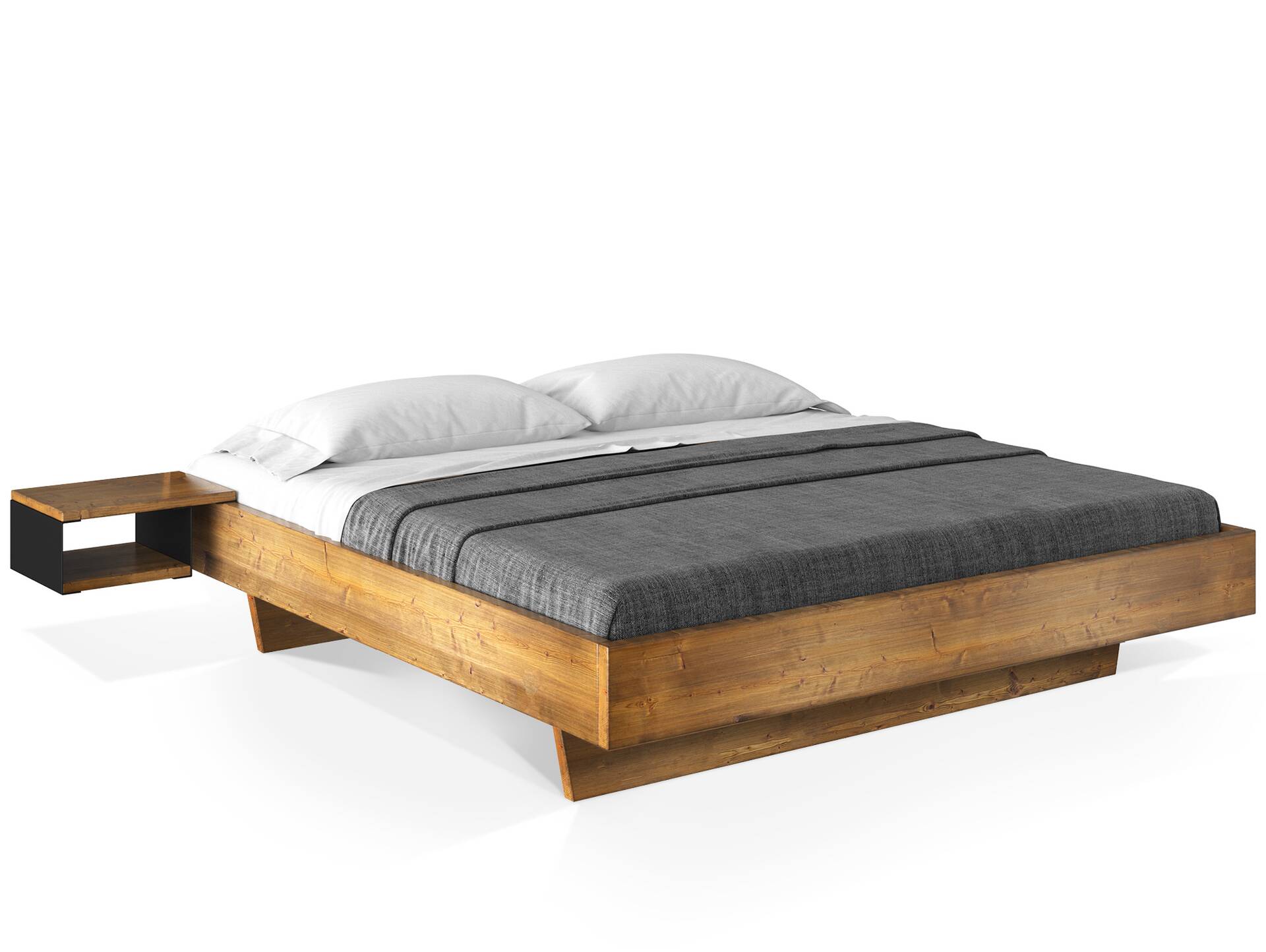 CURBY Wangenbett ohne Kopfteil, Material Massivholz 180 x 220 cm | vintage